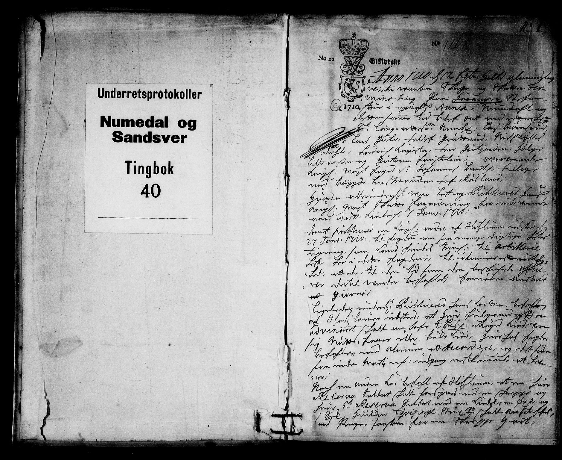 Numedal og Sandsvær sorenskriveri, AV/SAKO-A-128/F/Fa/Faa/L0040: Tingbok, 1710, p. 0b-1a