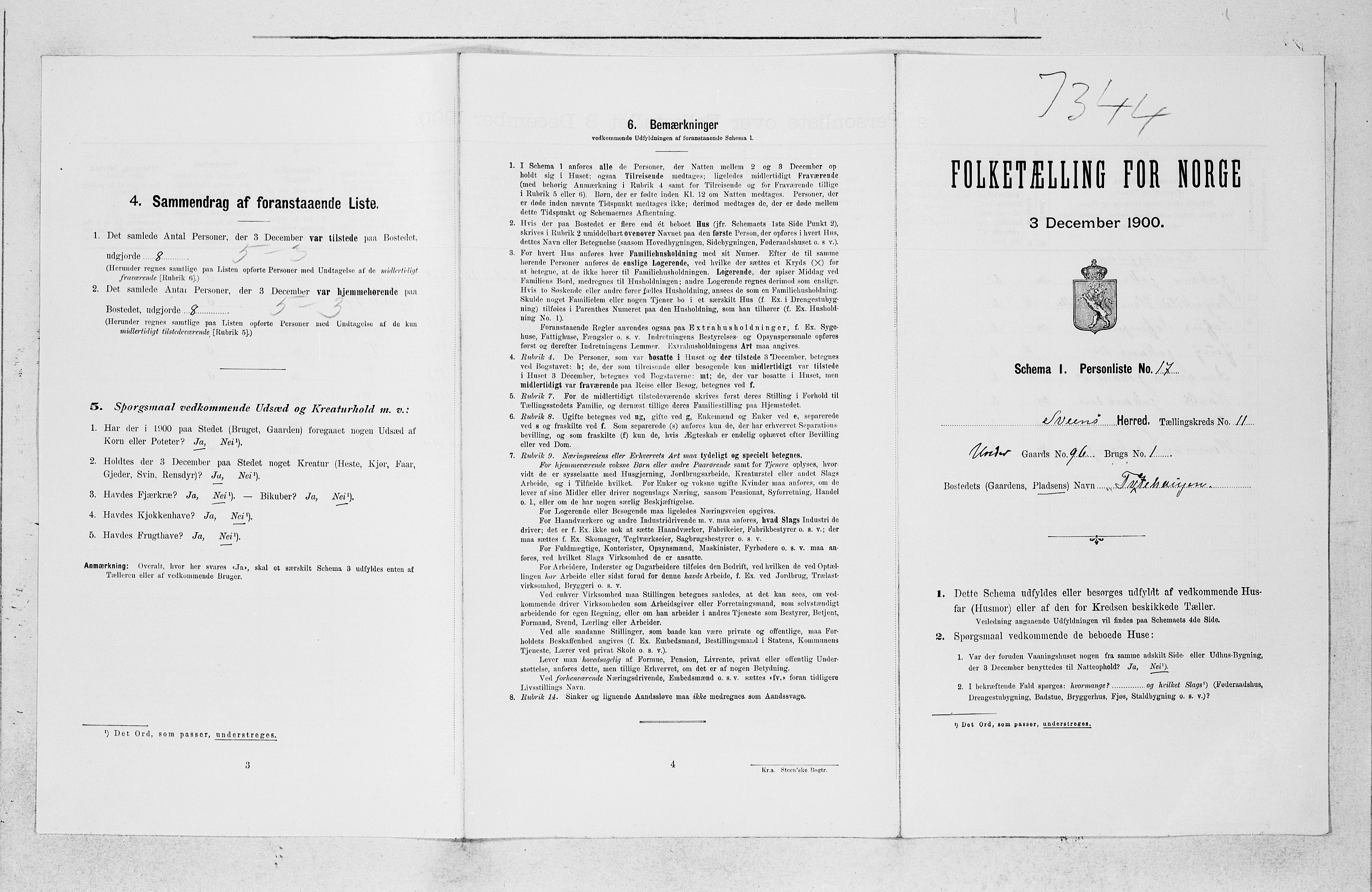 SAB, 1900 census for Sveio, 1900, p. 1133