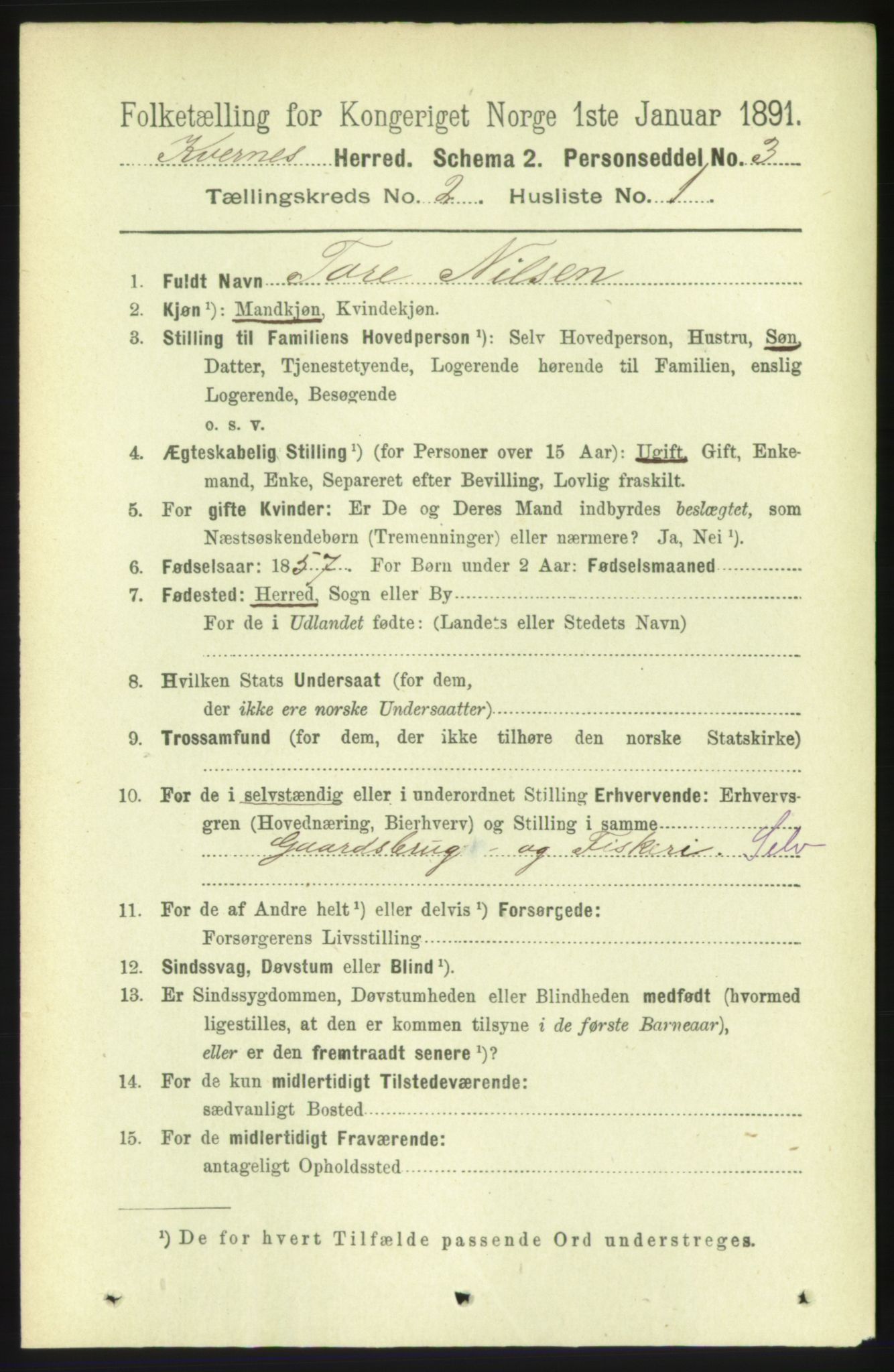 RA, 1891 census for 1553 Kvernes, 1891, p. 675