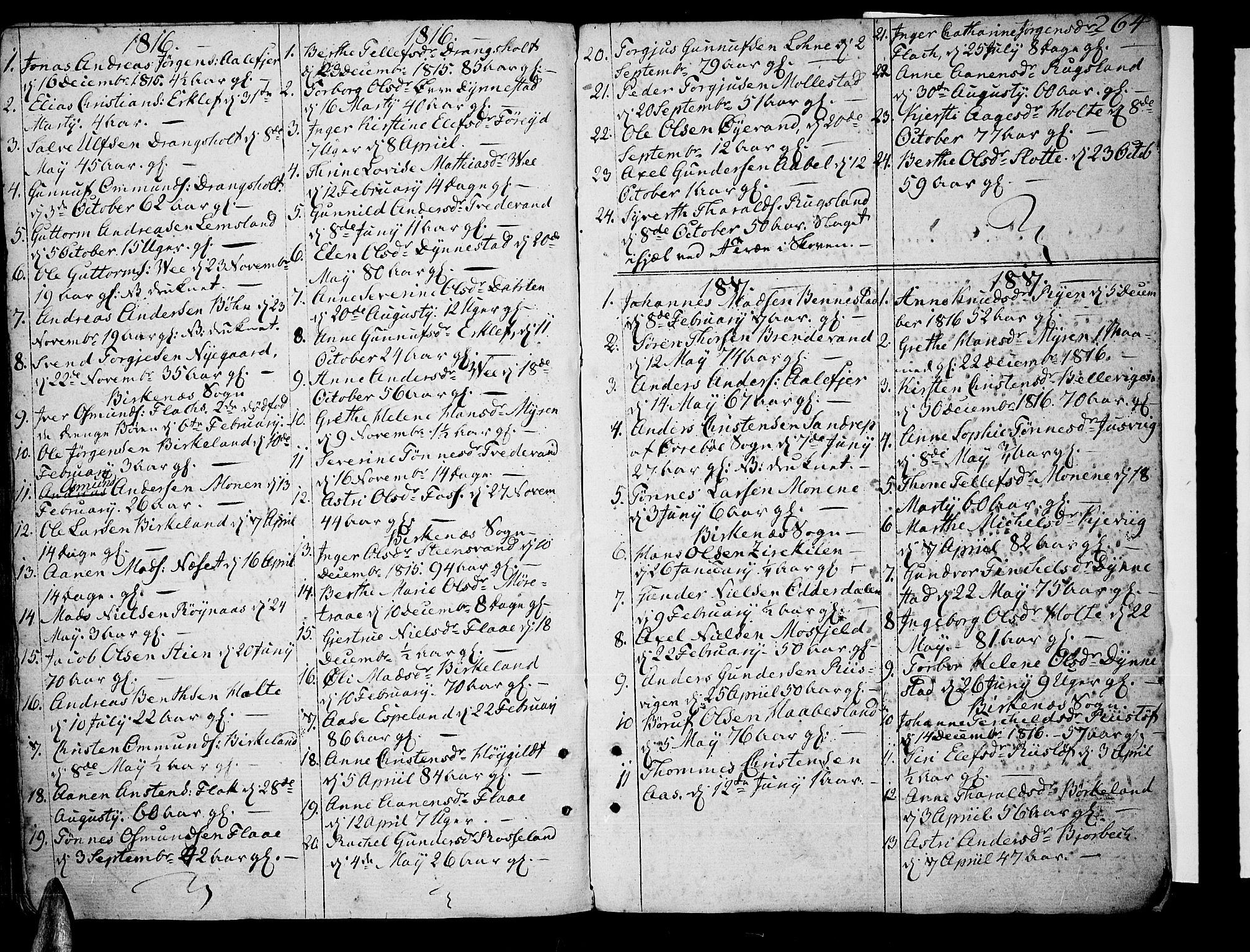 Tveit sokneprestkontor, SAK/1111-0043/F/Fa/L0001: Parish register (official) no. A 1, 1794-1819, p. 264