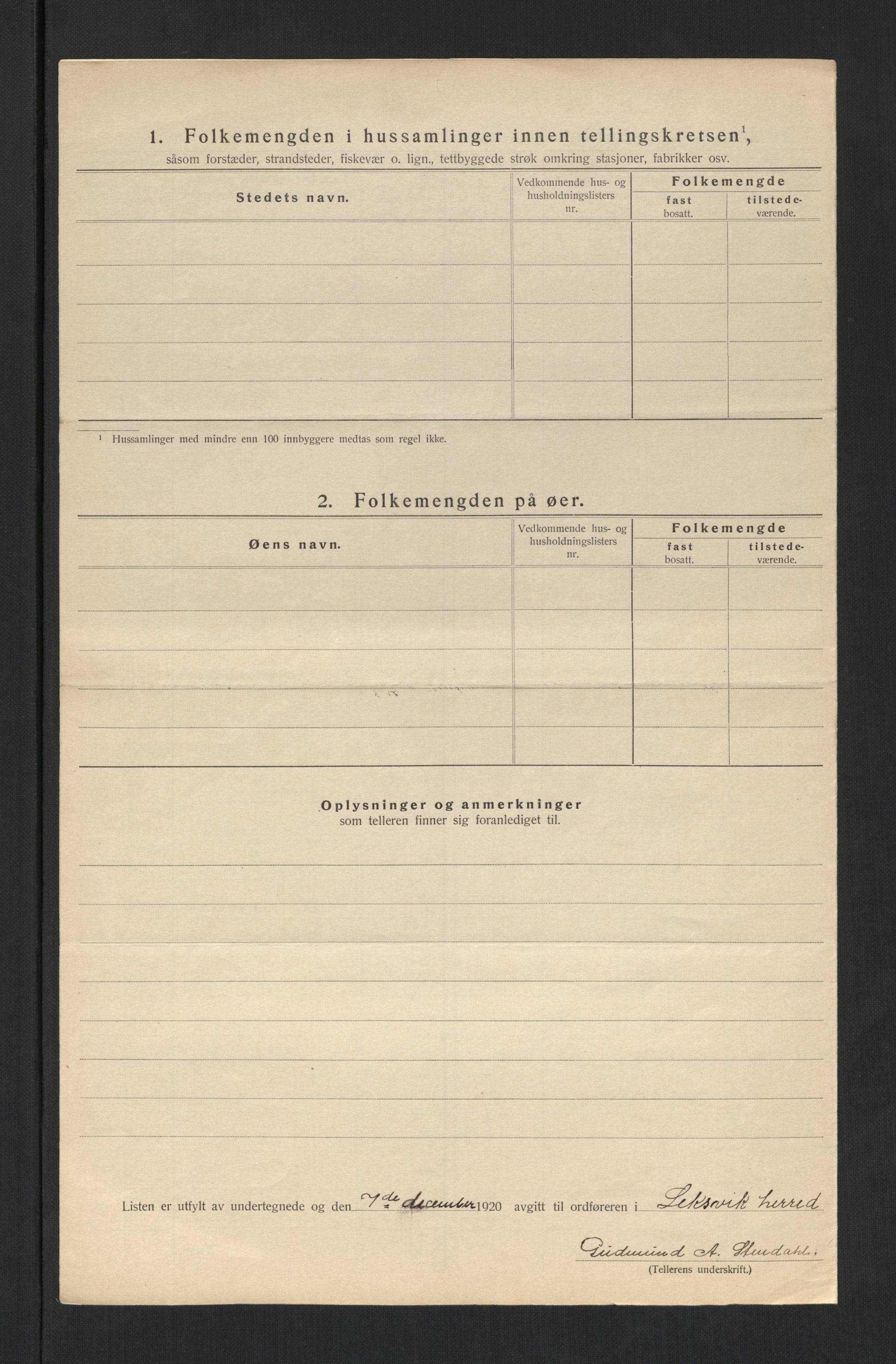 SAT, 1920 census for Leksvik, 1920, p. 29