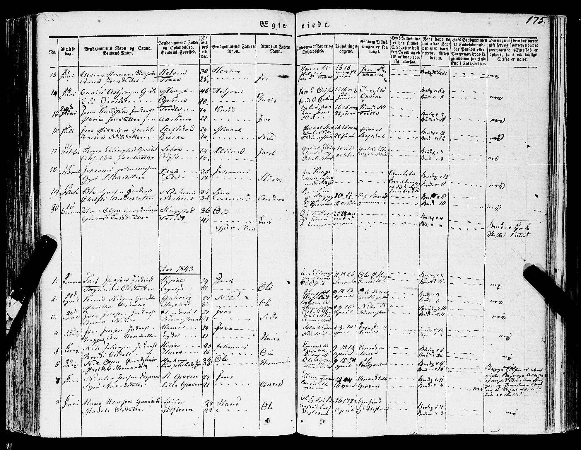 Ulvik sokneprestembete, SAB/A-78801/H/Haa: Parish register (official) no. A 12, 1839-1853, p. 175