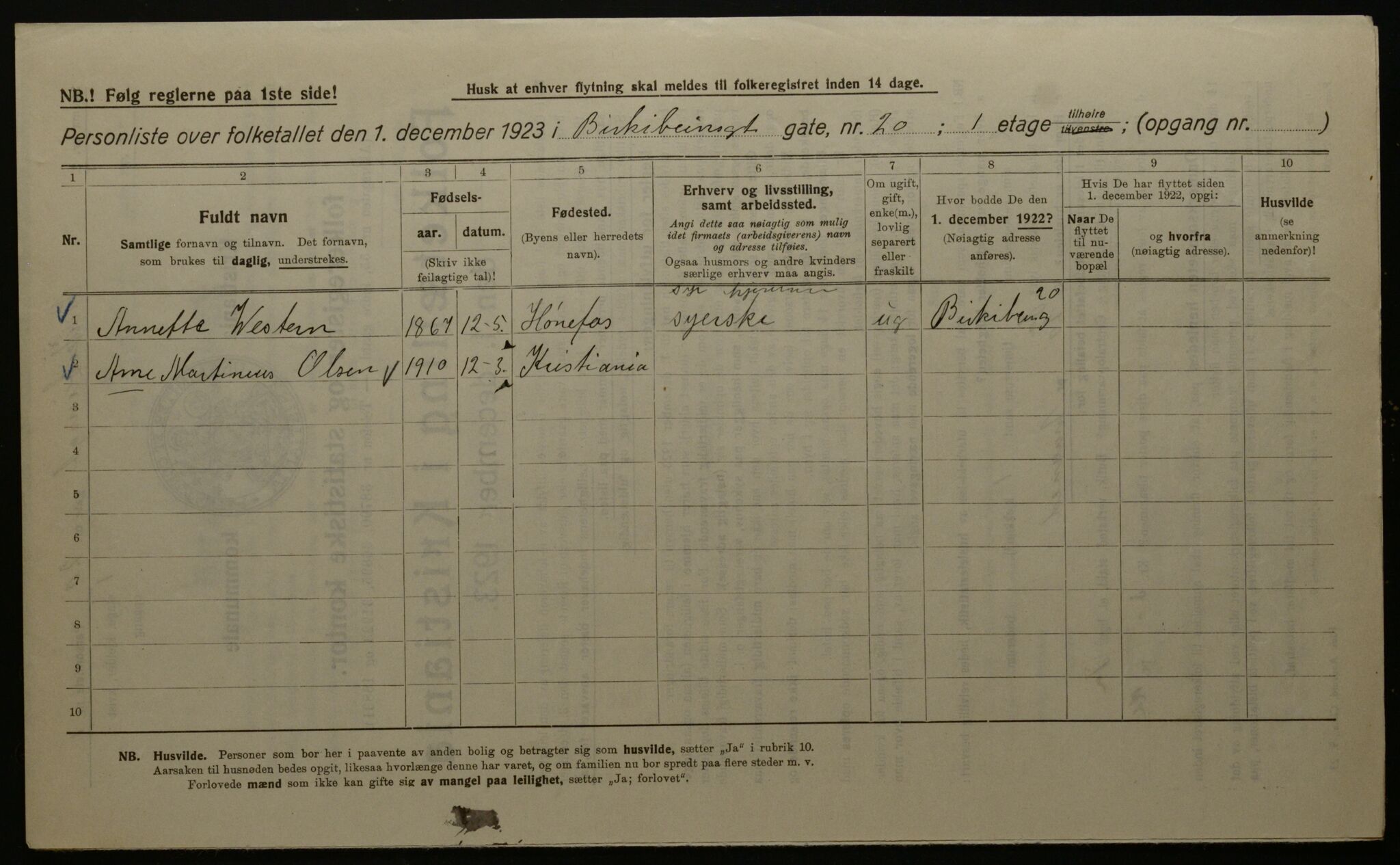 OBA, Municipal Census 1923 for Kristiania, 1923, p. 6041