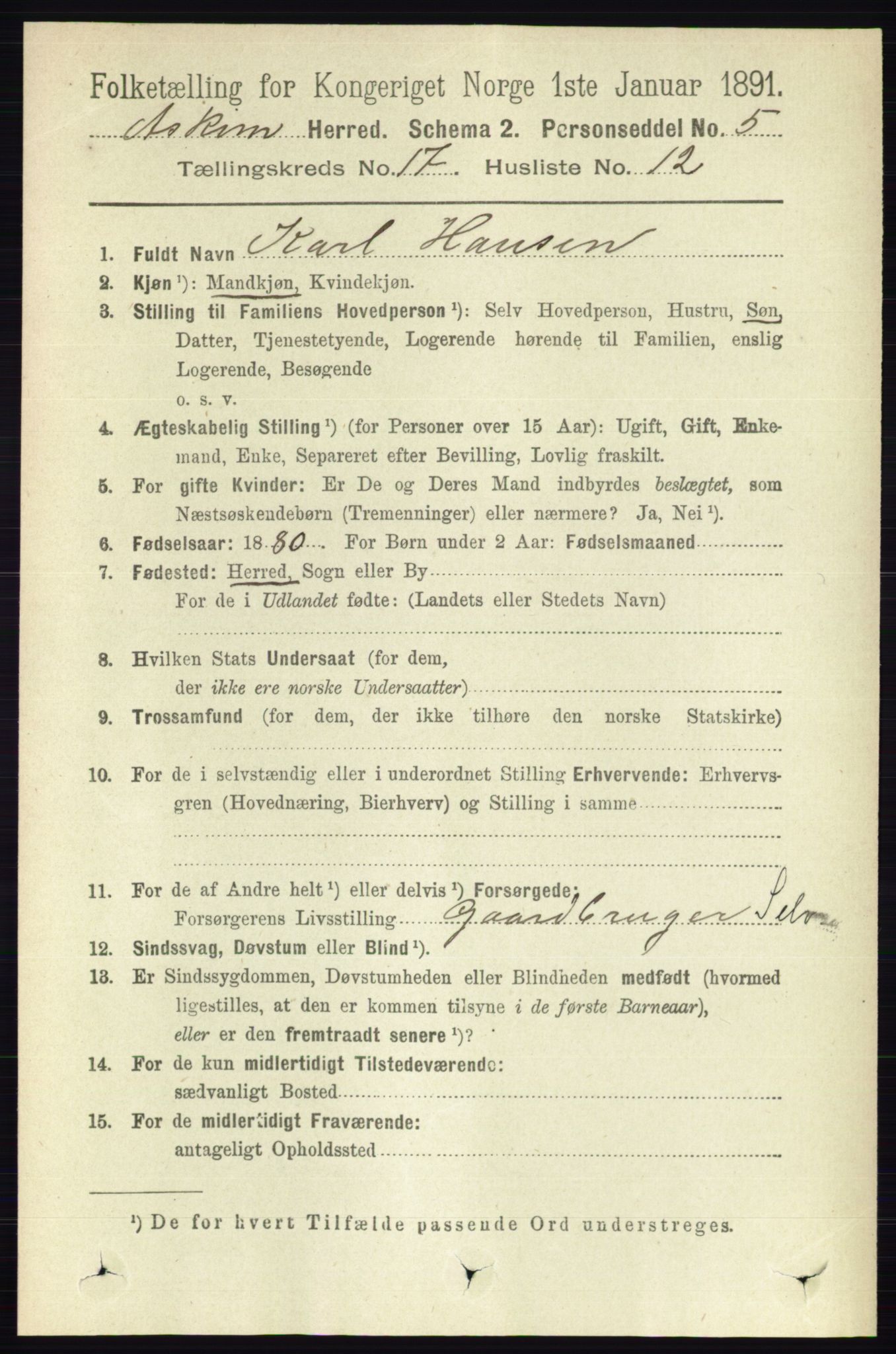 RA, 1891 census for 0124 Askim, 1891, p. 2922