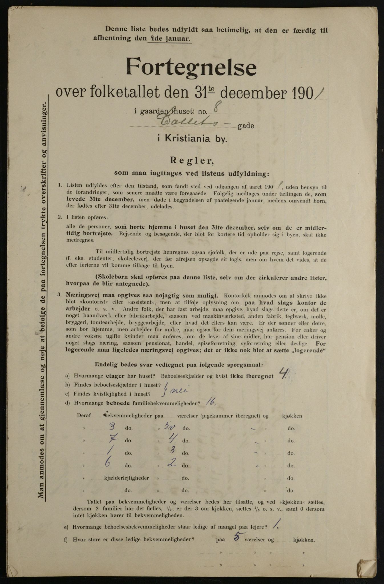 OBA, Municipal Census 1901 for Kristiania, 1901, p. 2122