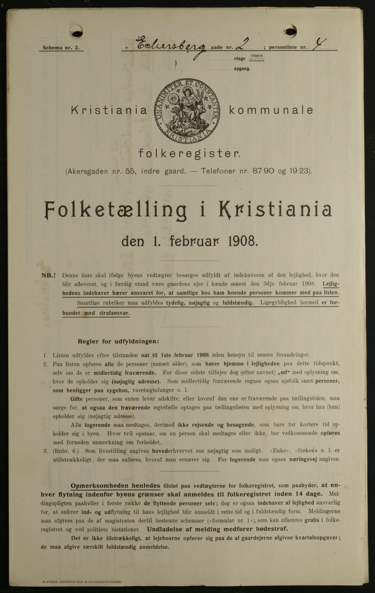 OBA, Municipal Census 1908 for Kristiania, 1908, p. 16813