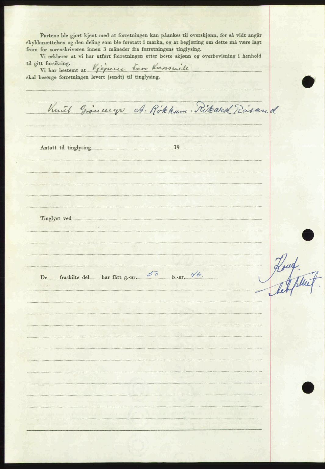 Nordmøre sorenskriveri, AV/SAT-A-4132/1/2/2Ca: Mortgage book no. A114, 1950-1950, Diary no: : 483/1950