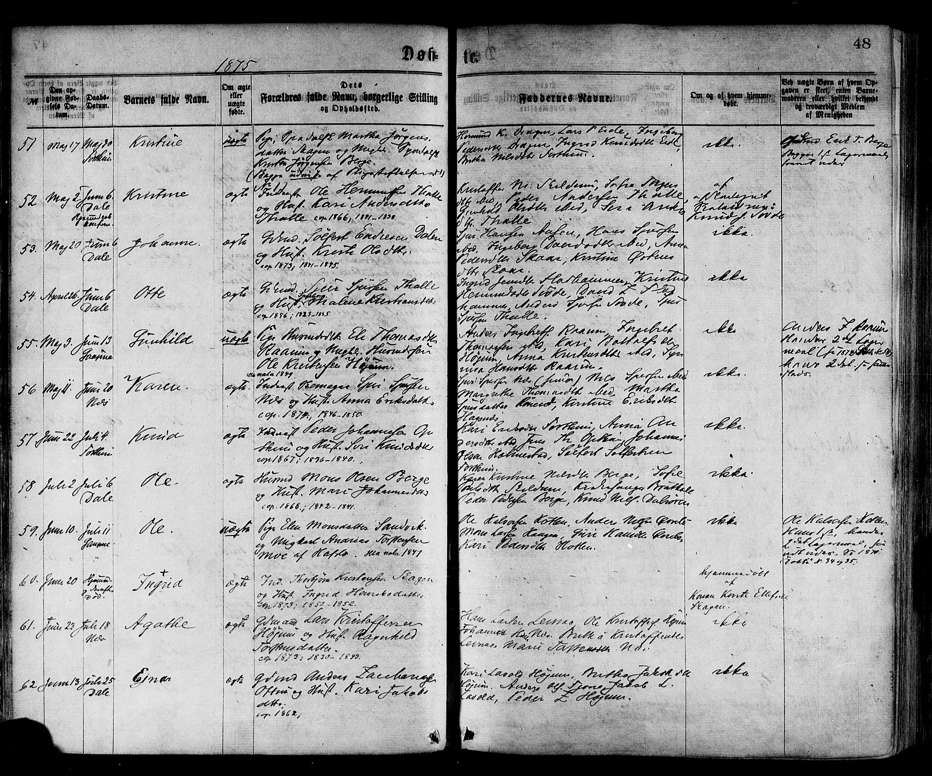 Luster sokneprestembete, AV/SAB-A-81101/H/Haa/Haaa/L0010: Parish register (official) no. A 10, 1871-1886, p. 48