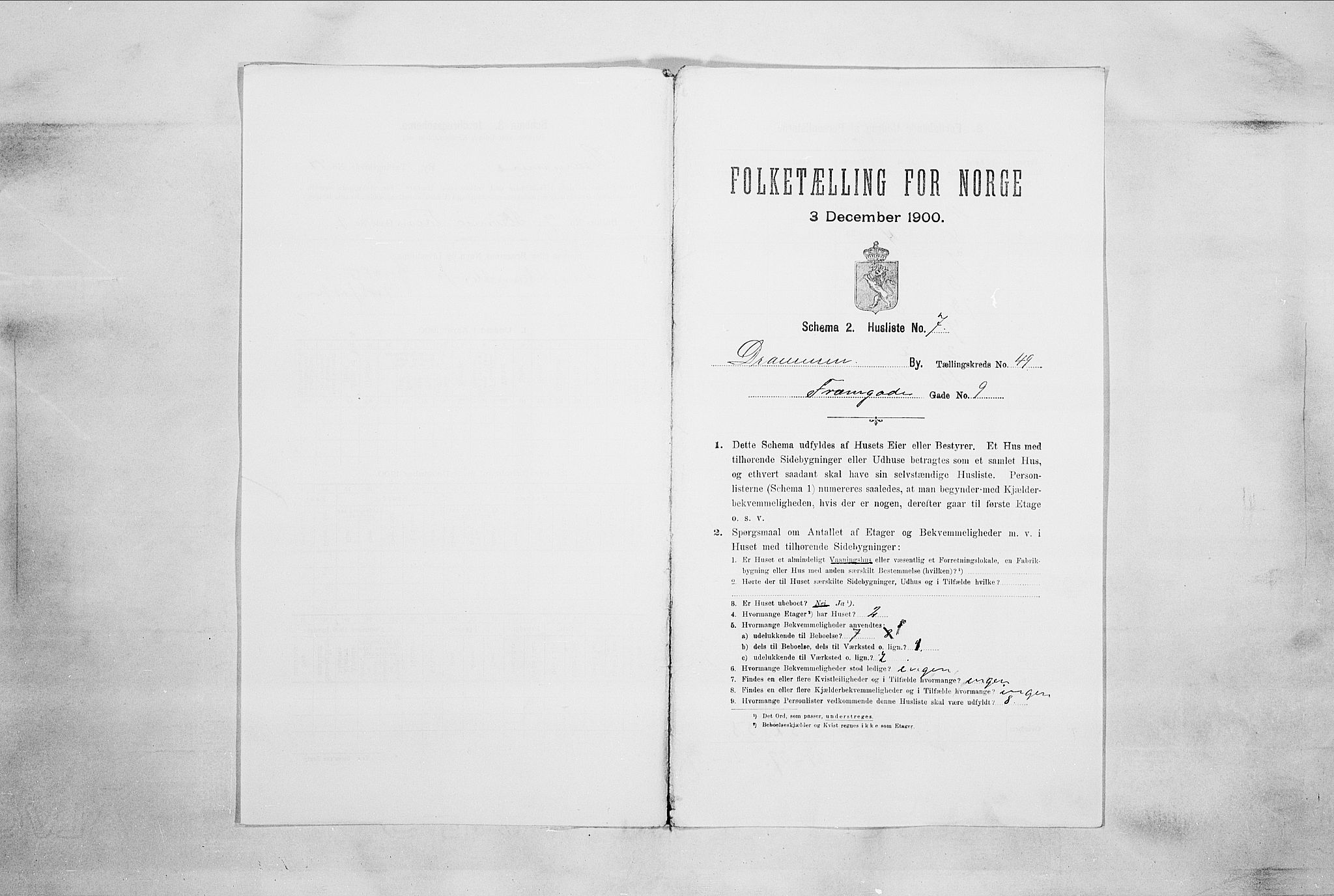 RA, 1900 census for Drammen, 1900, p. 8589