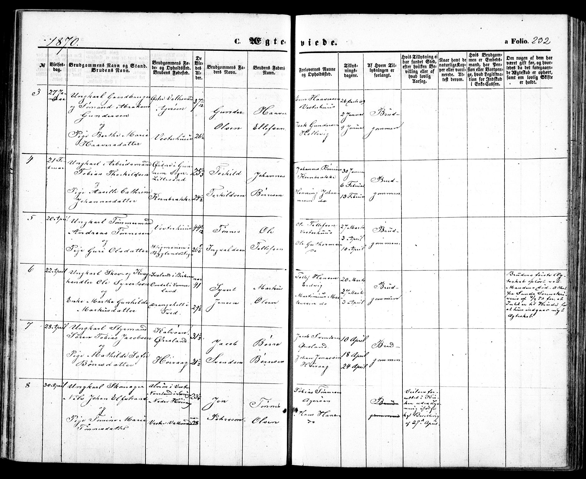 Høvåg sokneprestkontor, SAK/1111-0025/F/Fa/L0004: Parish register (official) no. A 4, 1859-1877, p. 232