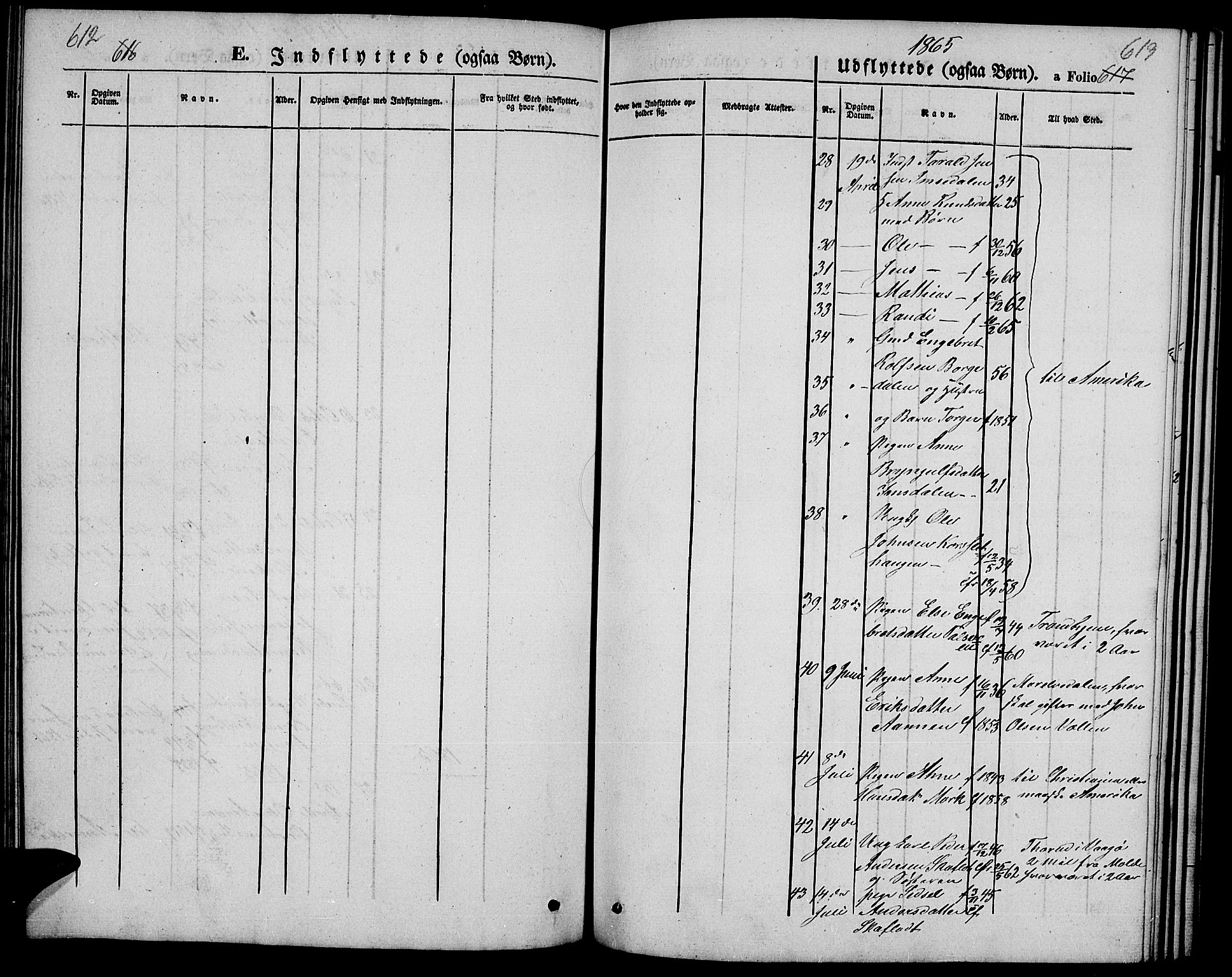 Ringebu prestekontor, SAH/PREST-082/H/Ha/Hab/L0003: Parish register (copy) no. 3, 1854-1866, p. 612-613
