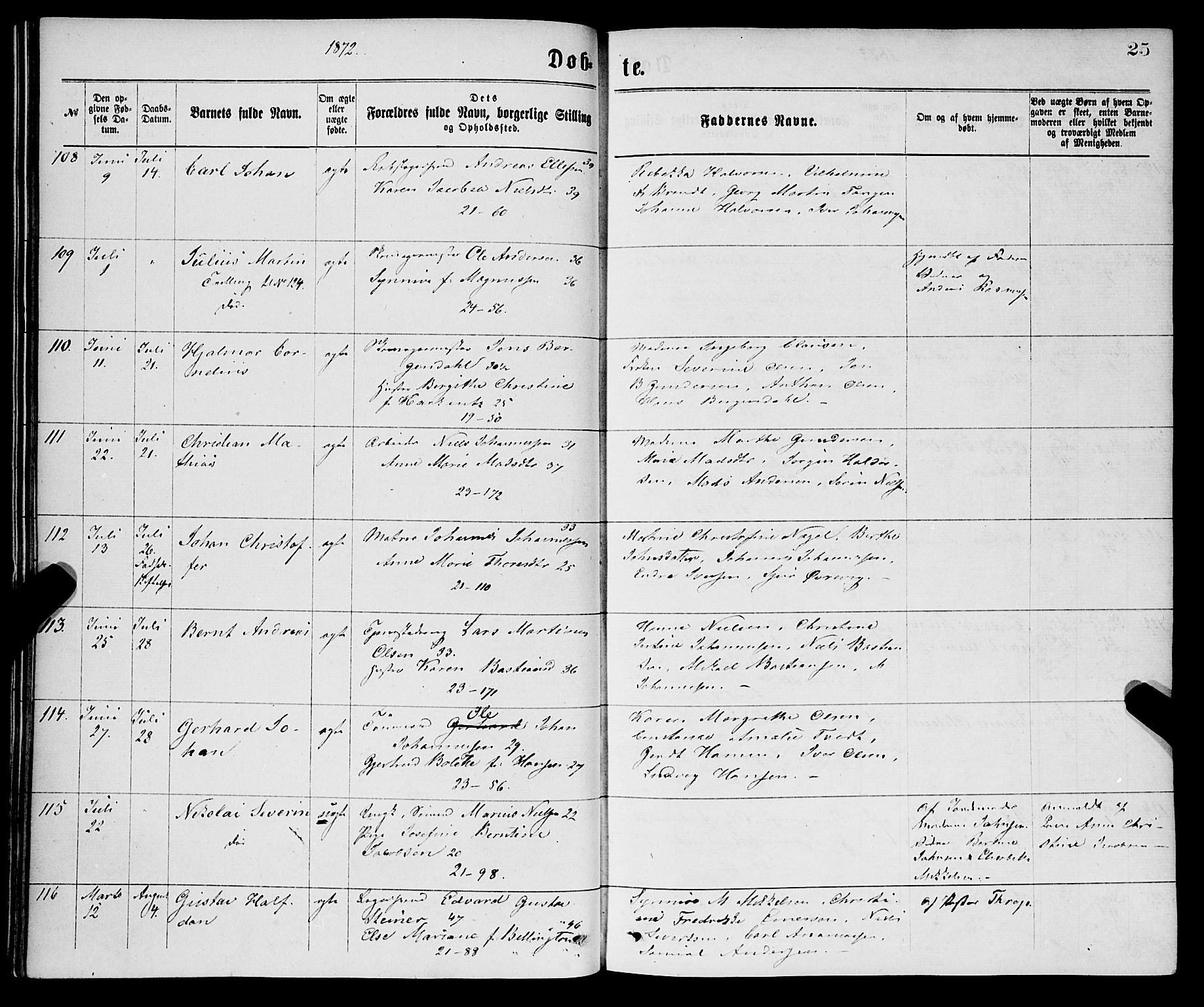Korskirken sokneprestembete, SAB/A-76101/H/Haa/L0020: Parish register (official) no. B 6, 1871-1878, p. 25