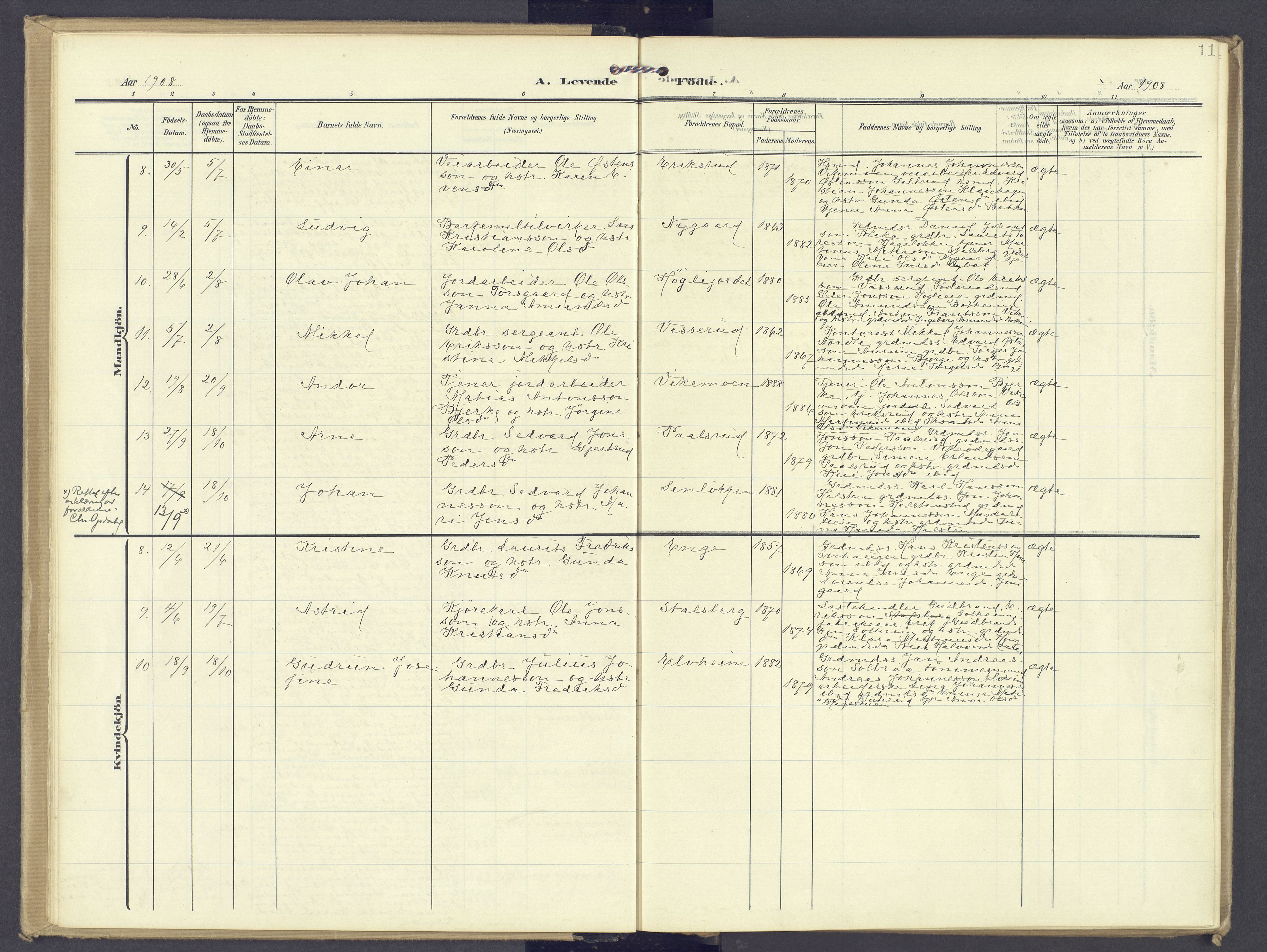 Øyer prestekontor, AV/SAH-PREST-084/H/Ha/Haa/L0013: Parish register (official) no. 13, 1905-1920, p. 11