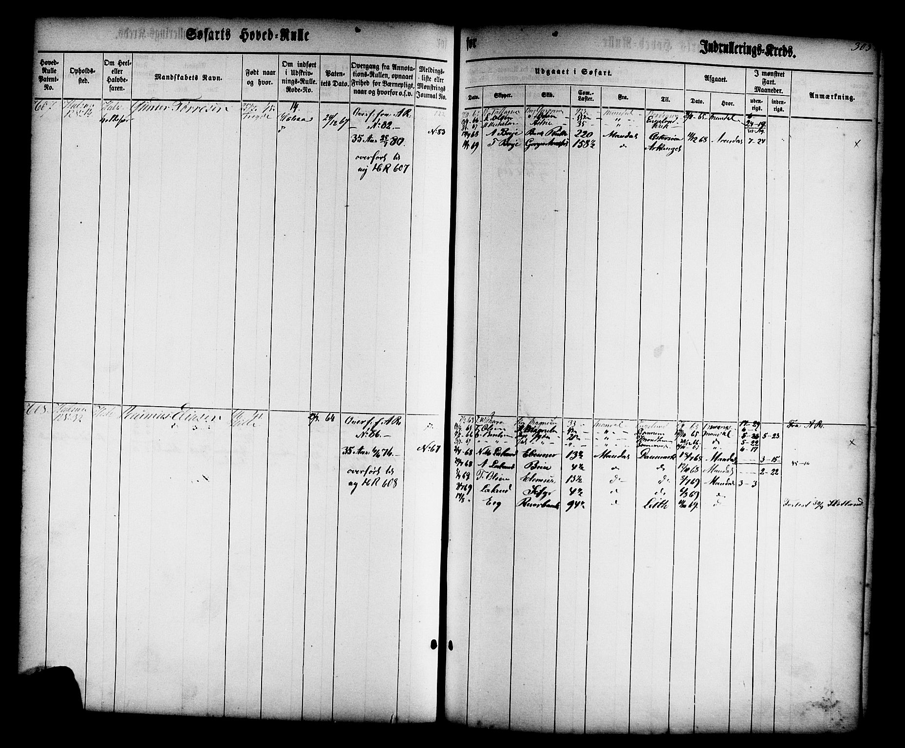 Mandal mønstringskrets, SAK/2031-0016/F/Fb/L0010: Hovedrulle nr 1-766, Y-19, 1860-1866, p. 314