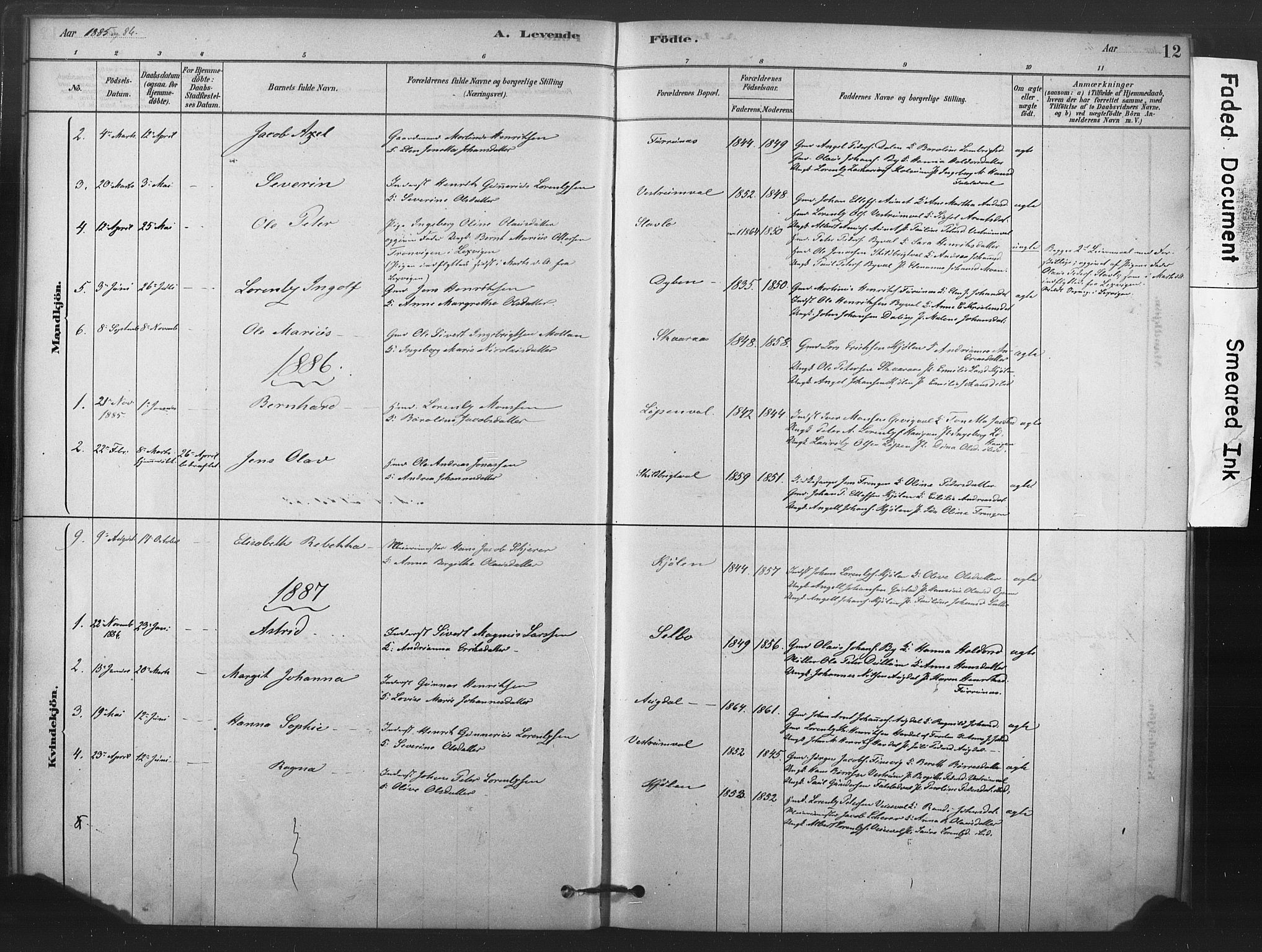 Ministerialprotokoller, klokkerbøker og fødselsregistre - Nord-Trøndelag, AV/SAT-A-1458/719/L0178: Parish register (official) no. 719A01, 1878-1900, p. 12