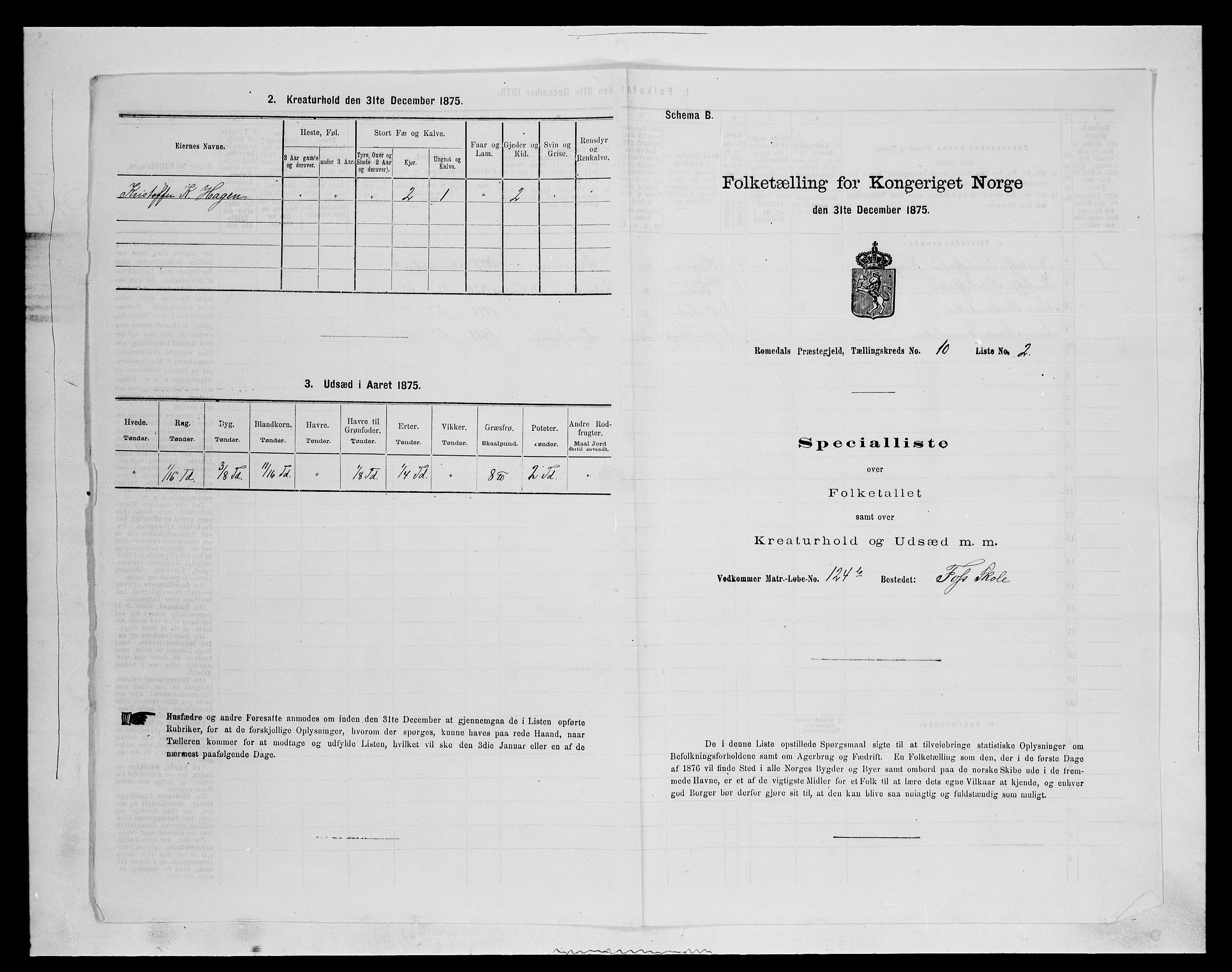 SAH, 1875 census for 0416P Romedal, 1875, p. 1537