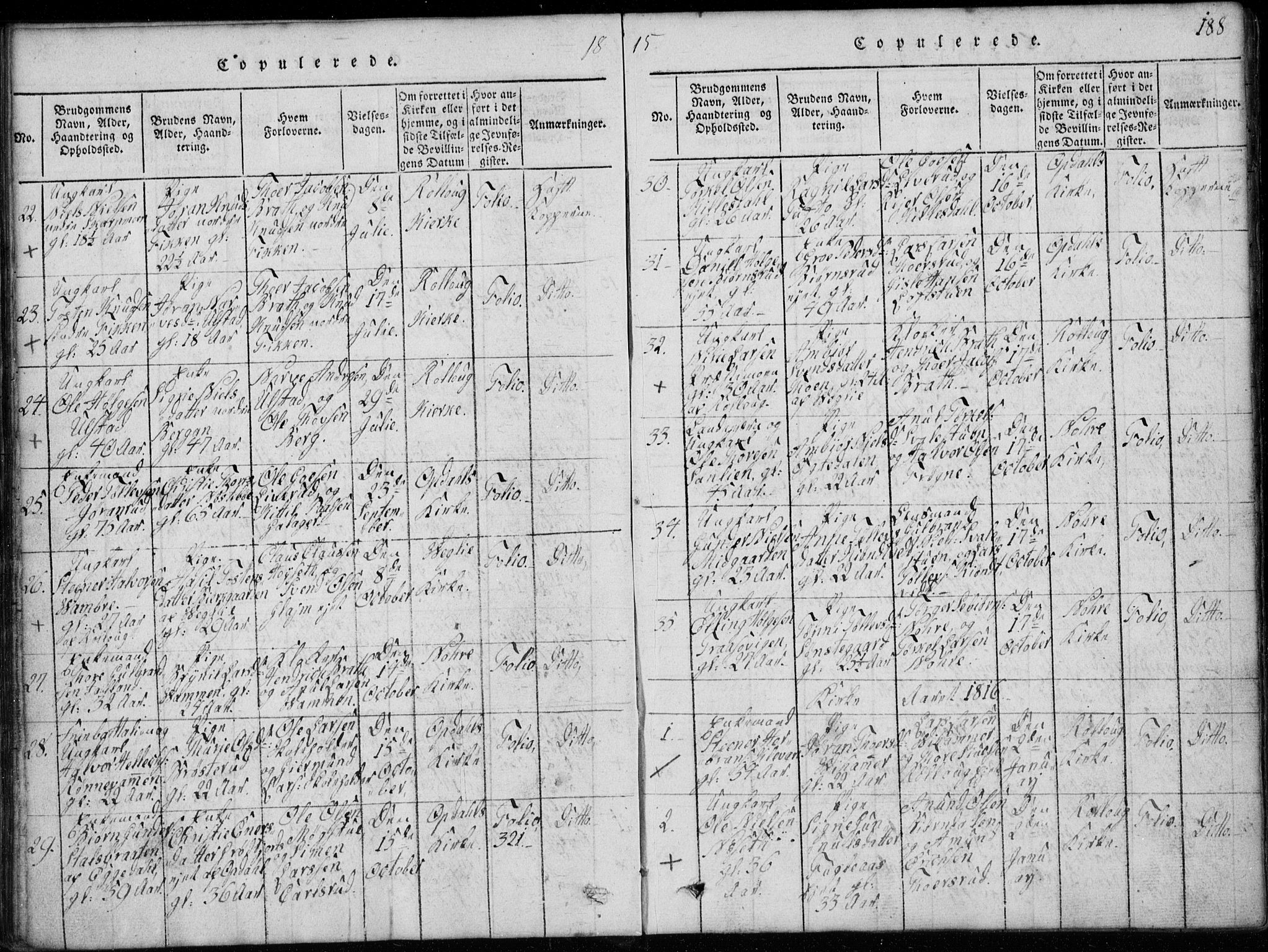 Rollag kirkebøker, AV/SAKO-A-240/G/Ga/L0001: Parish register (copy) no. I 1, 1814-1831, p. 188