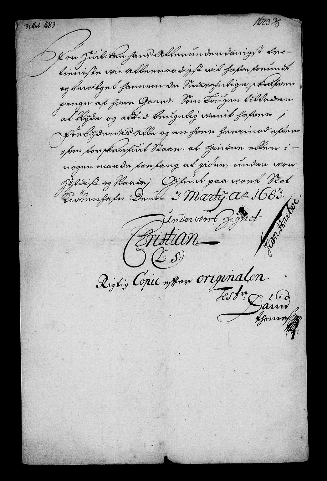 Stattholderembetet 1572-1771, RA/EA-2870/Af/L0001: Avskrifter av vedlegg til originale supplikker, nummerert i samsvar med supplikkbøkene, 1683-1687, p. 4