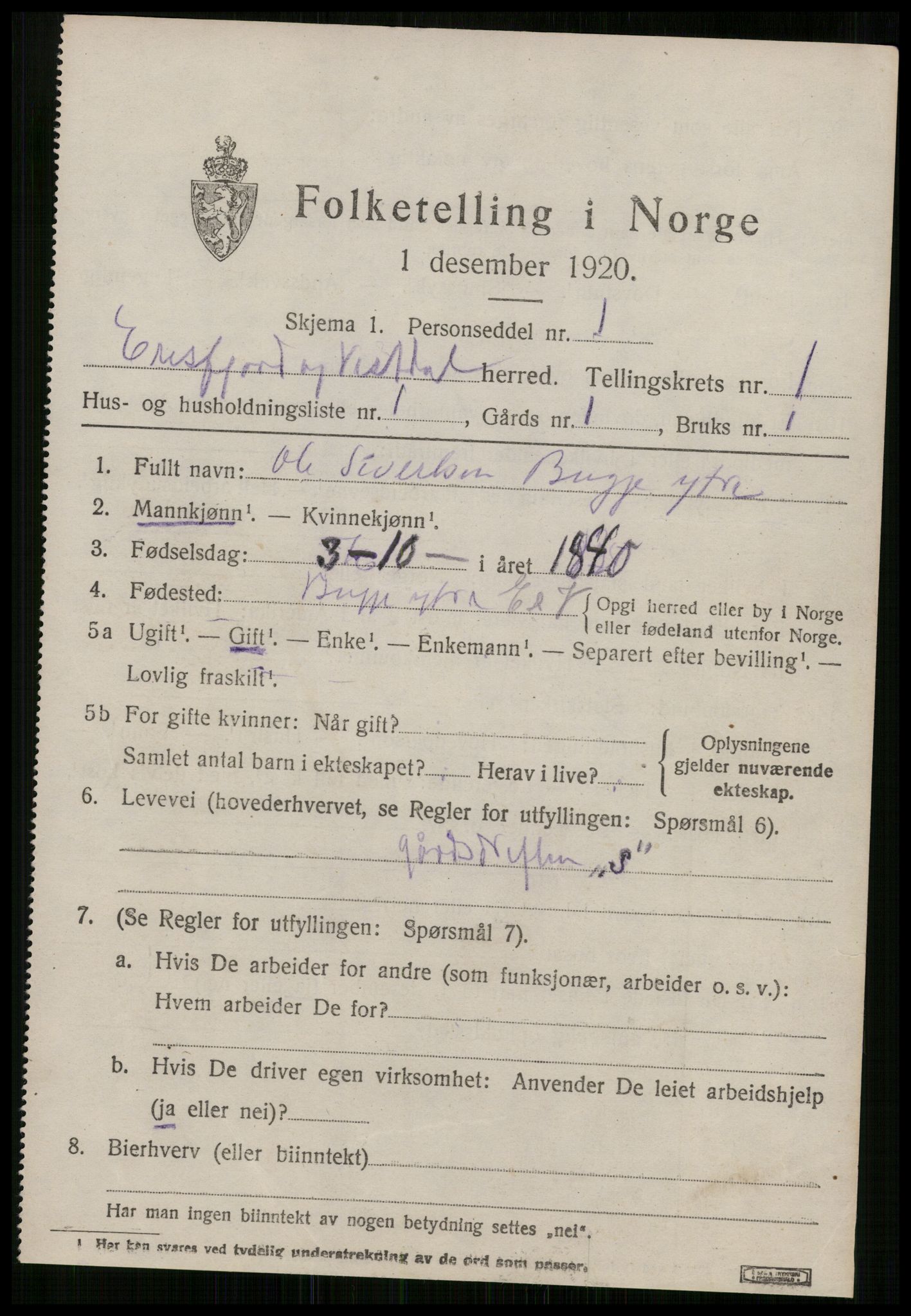 SAT, 1920 census for Eresfjord og Vistdal, 1920, p. 663