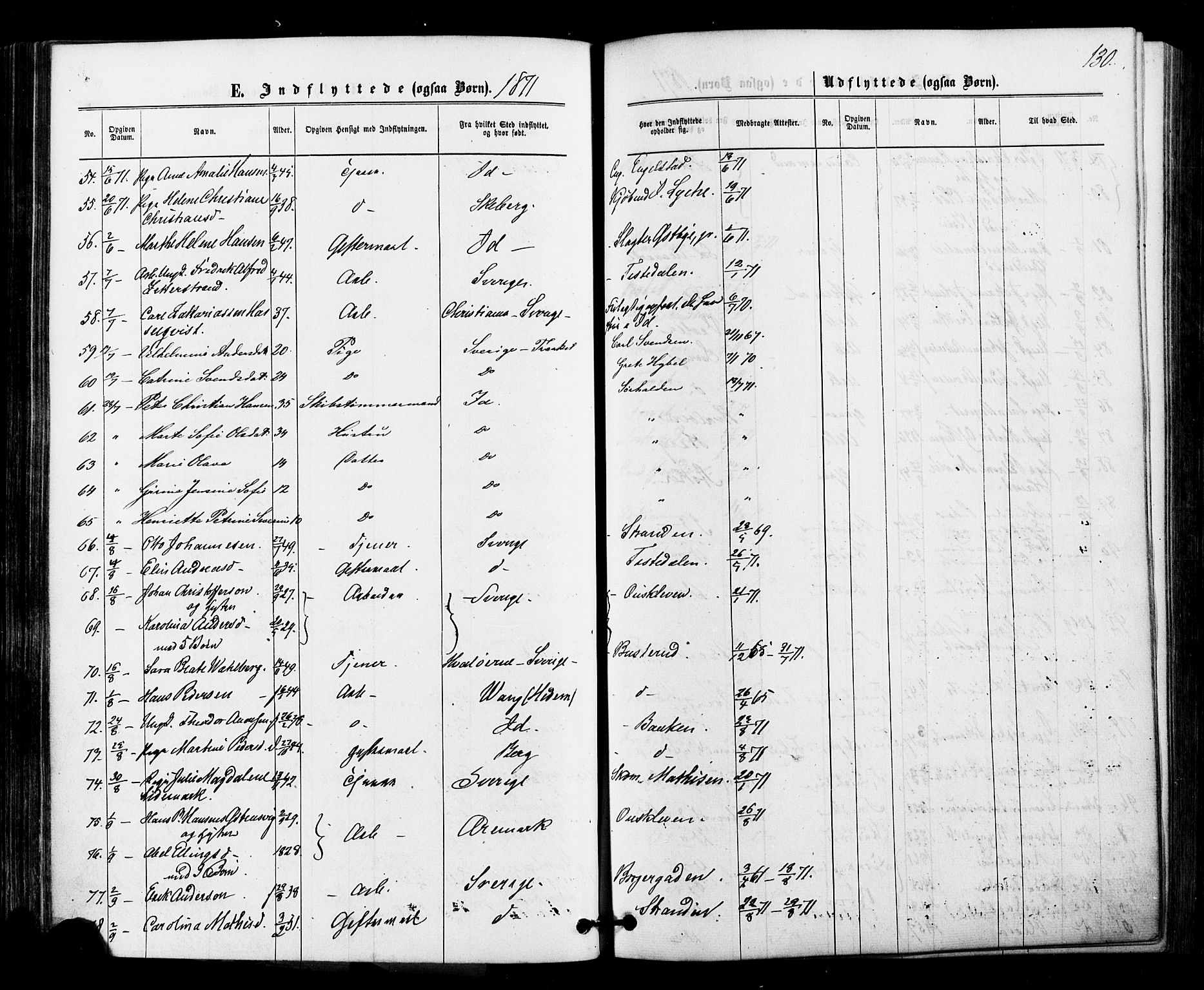 Halden prestekontor Kirkebøker, SAO/A-10909/F/Fa/L0010: Parish register (official) no. I 10, 1866-1877, p. 130