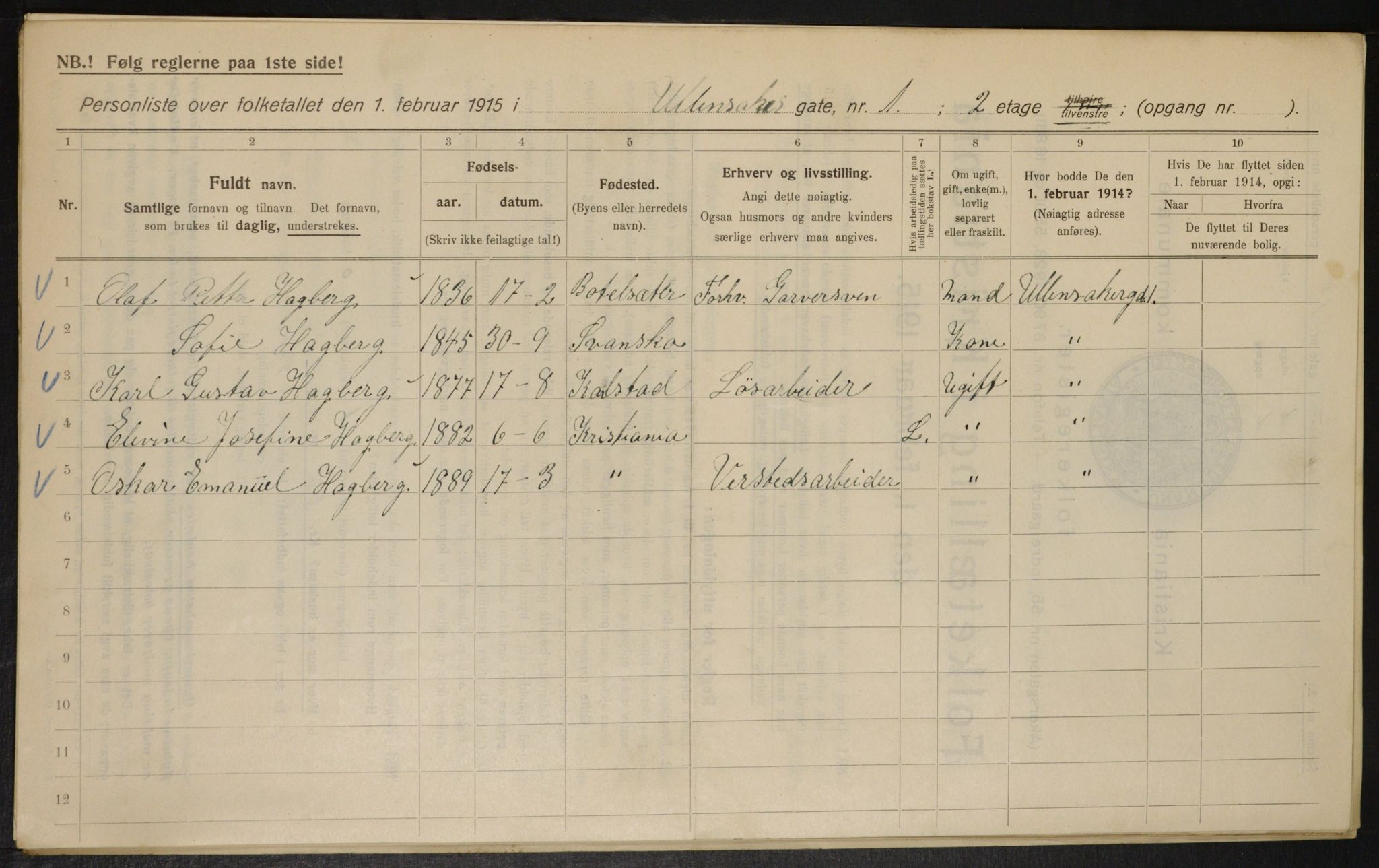 OBA, Municipal Census 1915 for Kristiania, 1915, p. 119339