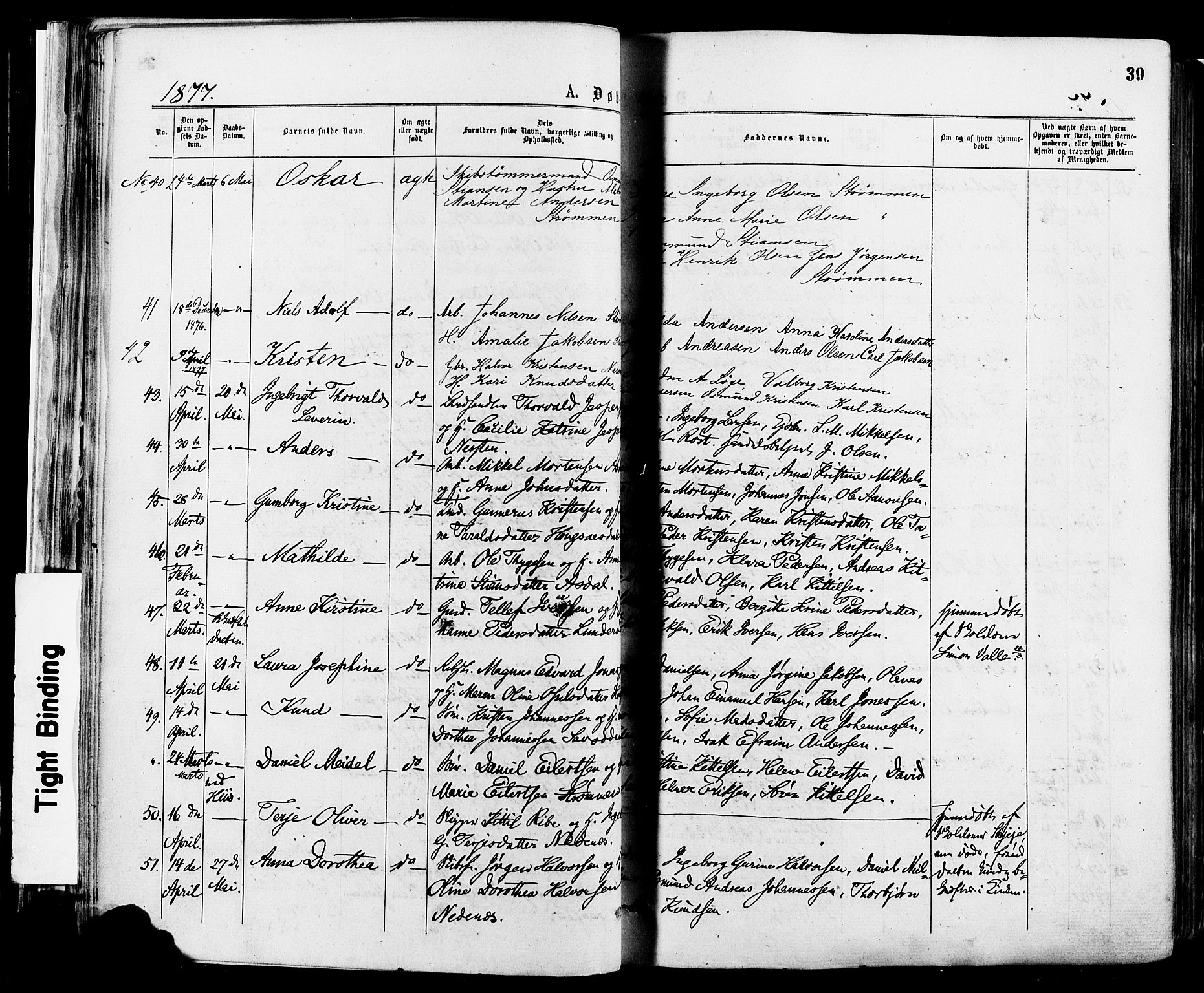 Øyestad sokneprestkontor, SAK/1111-0049/F/Fa/L0016: Parish register (official) no. A 16, 1874-1886, p. 39