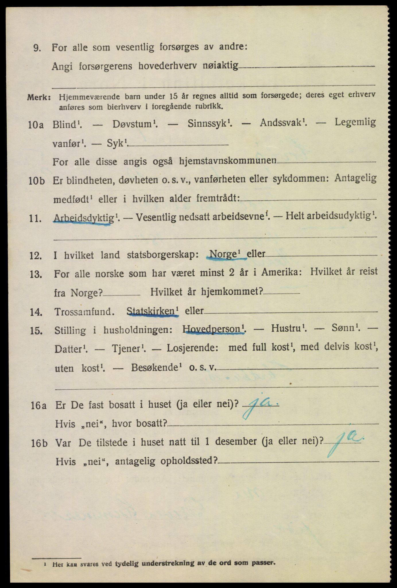 SAK, 1920 census for Høvåg, 1920, p. 2585