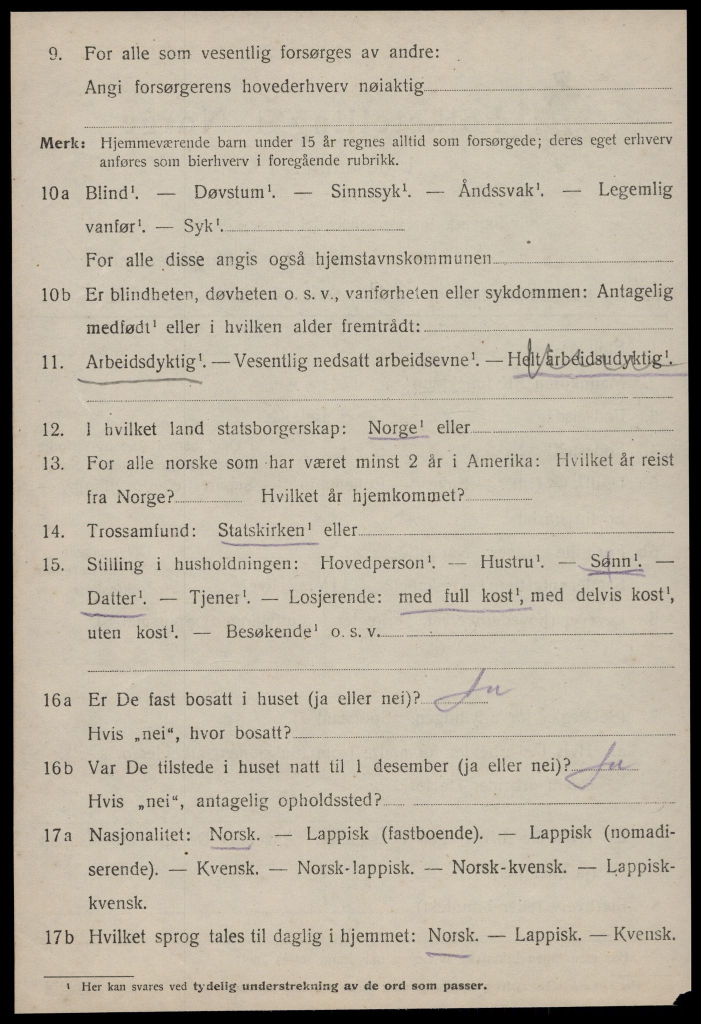 SAT, 1920 census for Leinstrand, 1920, p. 2282