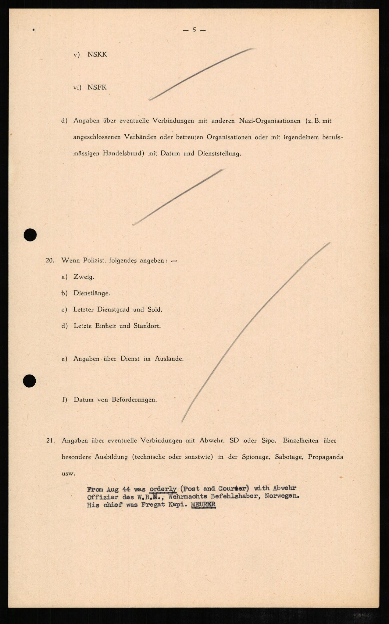 Forsvaret, Forsvarets overkommando II, AV/RA-RAFA-3915/D/Db/L0006: CI Questionaires. Tyske okkupasjonsstyrker i Norge. Tyskere., 1945-1946, p. 285