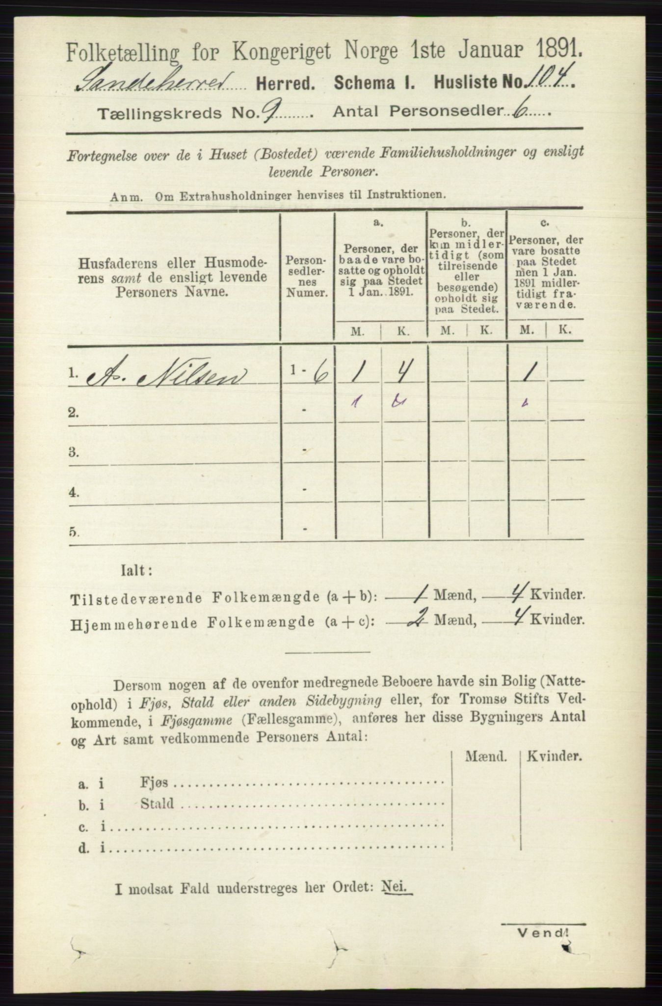 RA, 1891 census for 0724 Sandeherred, 1891, p. 5535