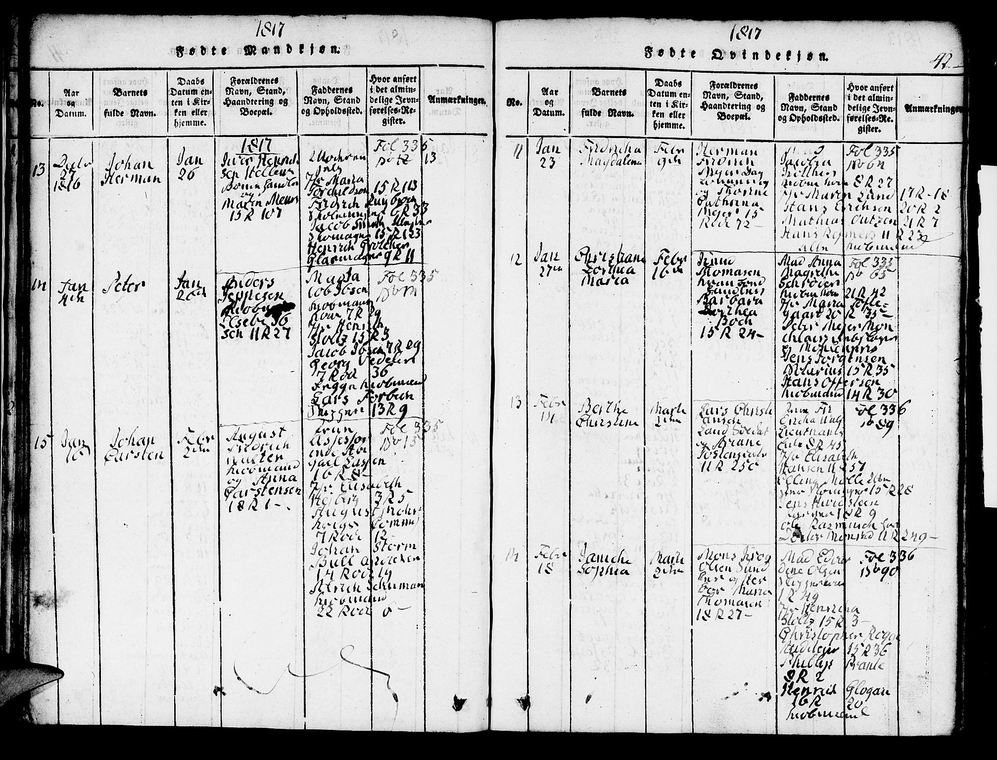 Domkirken sokneprestembete, AV/SAB-A-74801/H/Hab/L0001: Parish register (copy) no. A 1, 1816-1821, p. 42