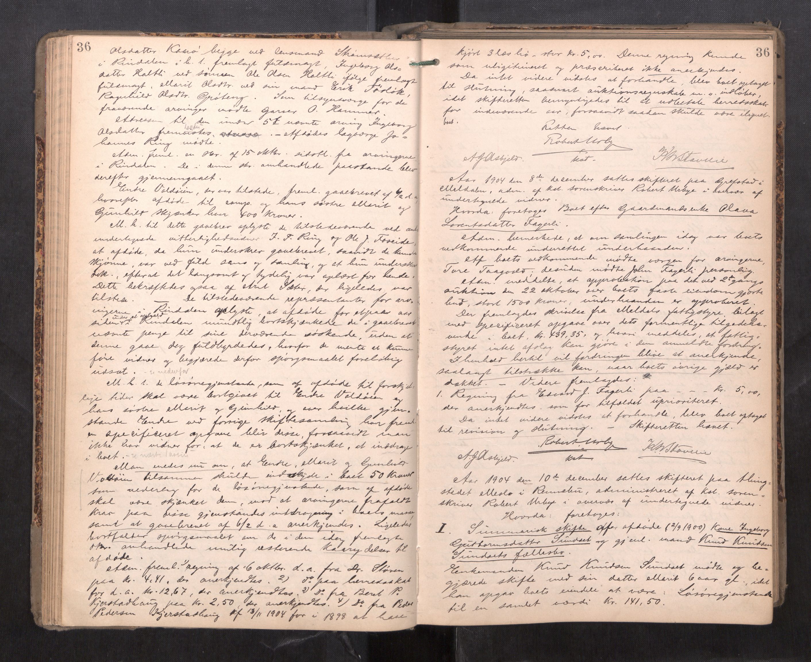 Orkdal sorenskriveri, AV/SAT-A-4169/1/3/3B/L0011: Skiftebehandlingsprotokoll, 1902-1914, p. 36