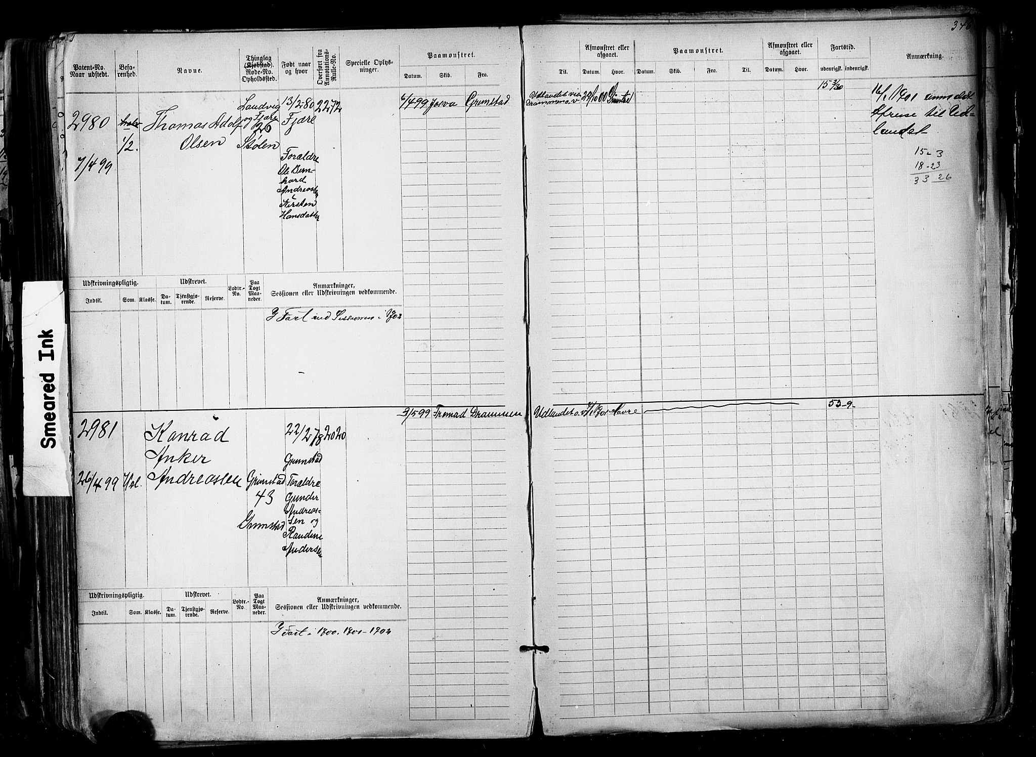 Grimstad mønstringskrets, AV/SAK-2031-0013/F/Fb/L0012: Hovedrulle nr 2291-3051, V-25, 1889-1900, p. 367