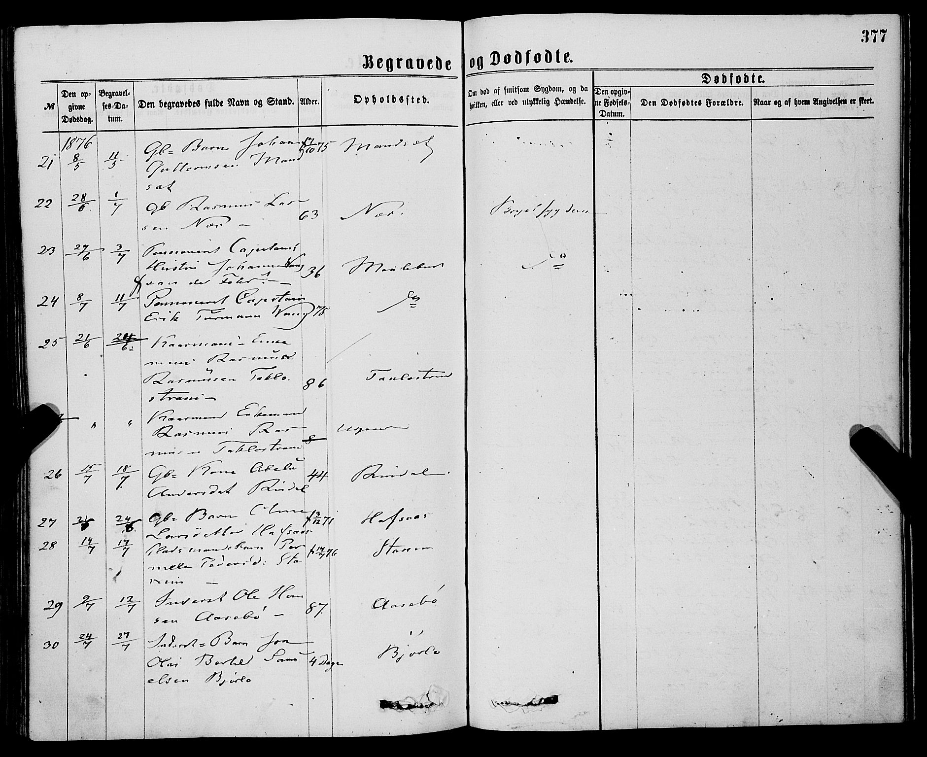 Eid sokneprestembete, AV/SAB-A-82301/H/Haa/Haaa/L0010: Parish register (official) no. A 10, 1867-1878, p. 377