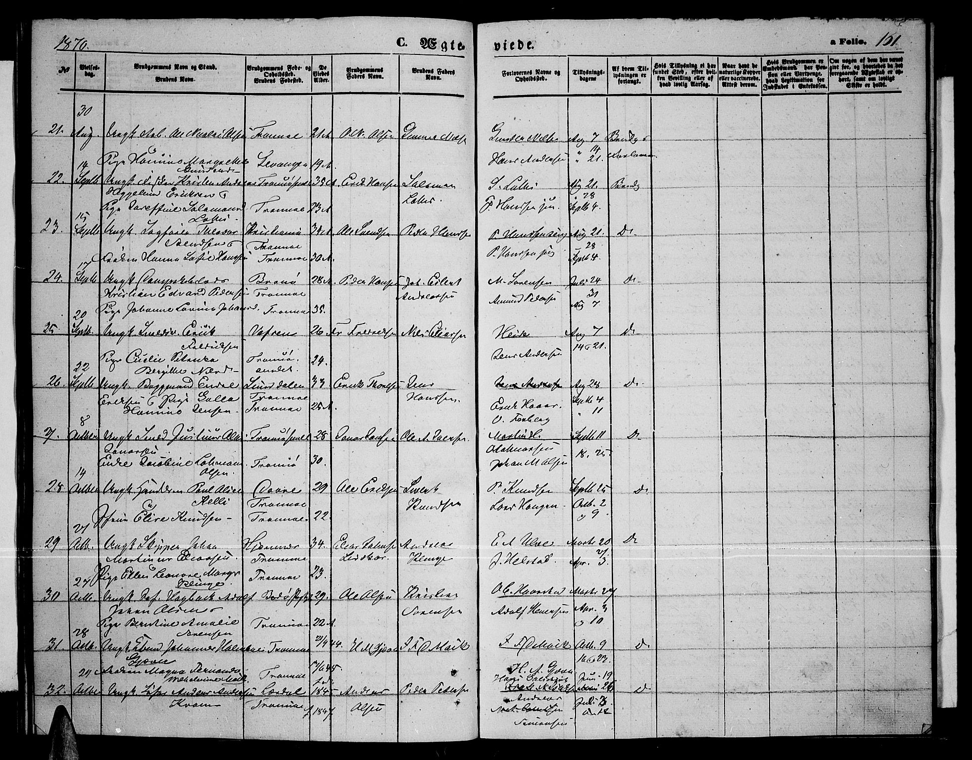 Tromsø sokneprestkontor/stiftsprosti/domprosti, AV/SATØ-S-1343/G/Gb/L0007klokker: Parish register (copy) no. 7, 1867-1875, p. 161