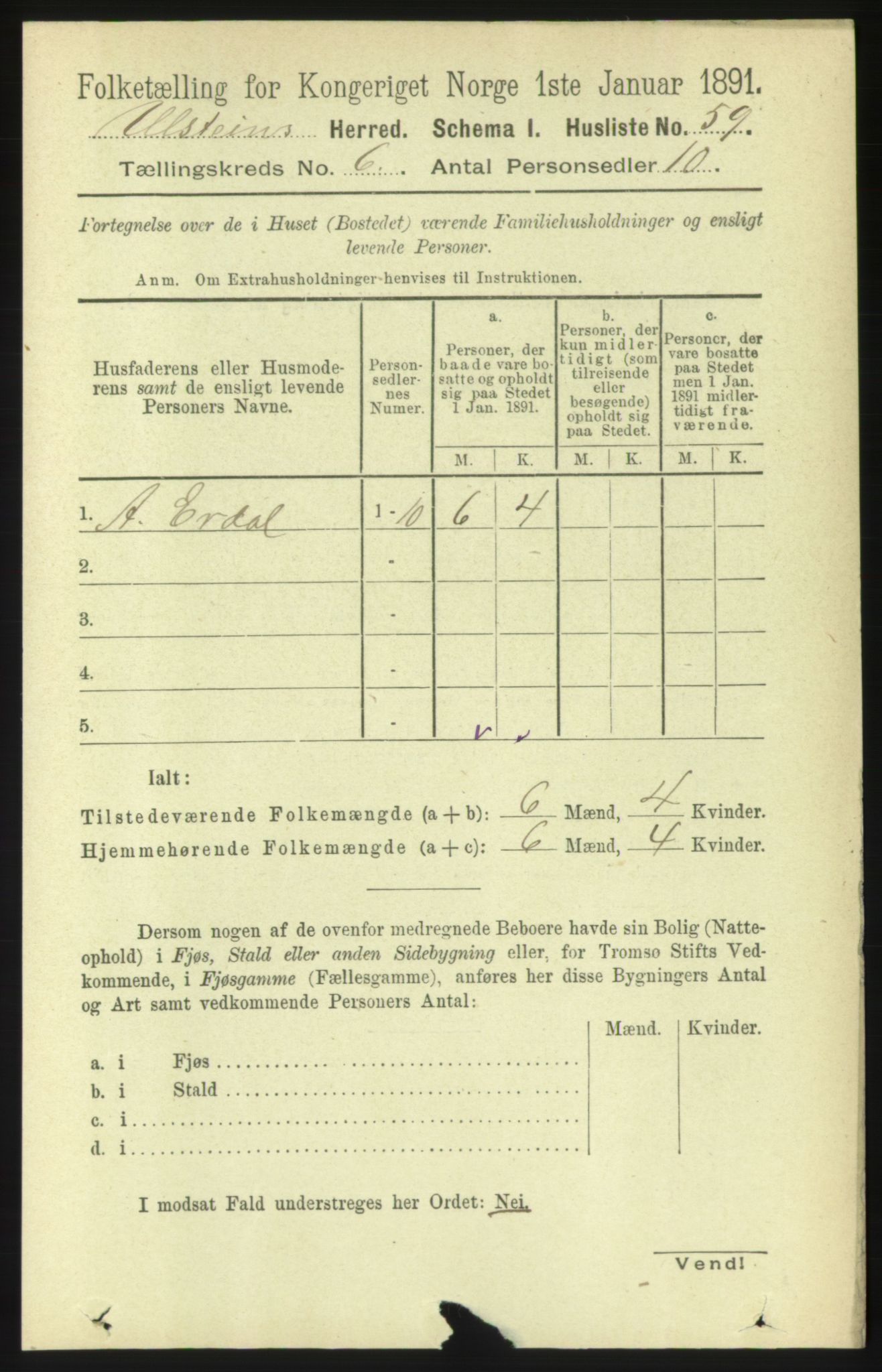 RA, 1891 census for 1516 Ulstein, 1891, p. 1726