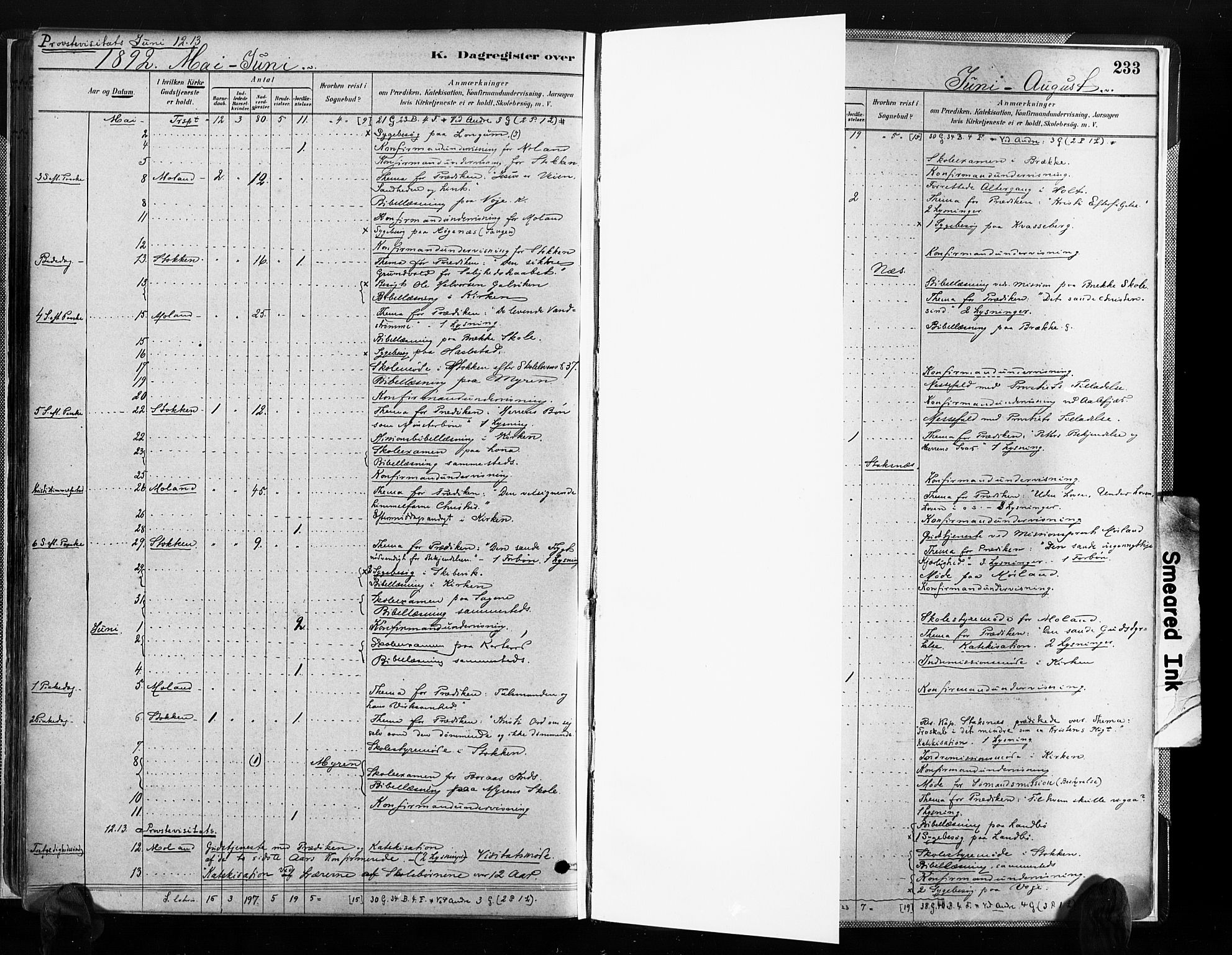 Austre Moland sokneprestkontor, SAK/1111-0001/F/Fa/Faa/L0010: Parish register (official) no. A 10, 1880-1904, p. 233