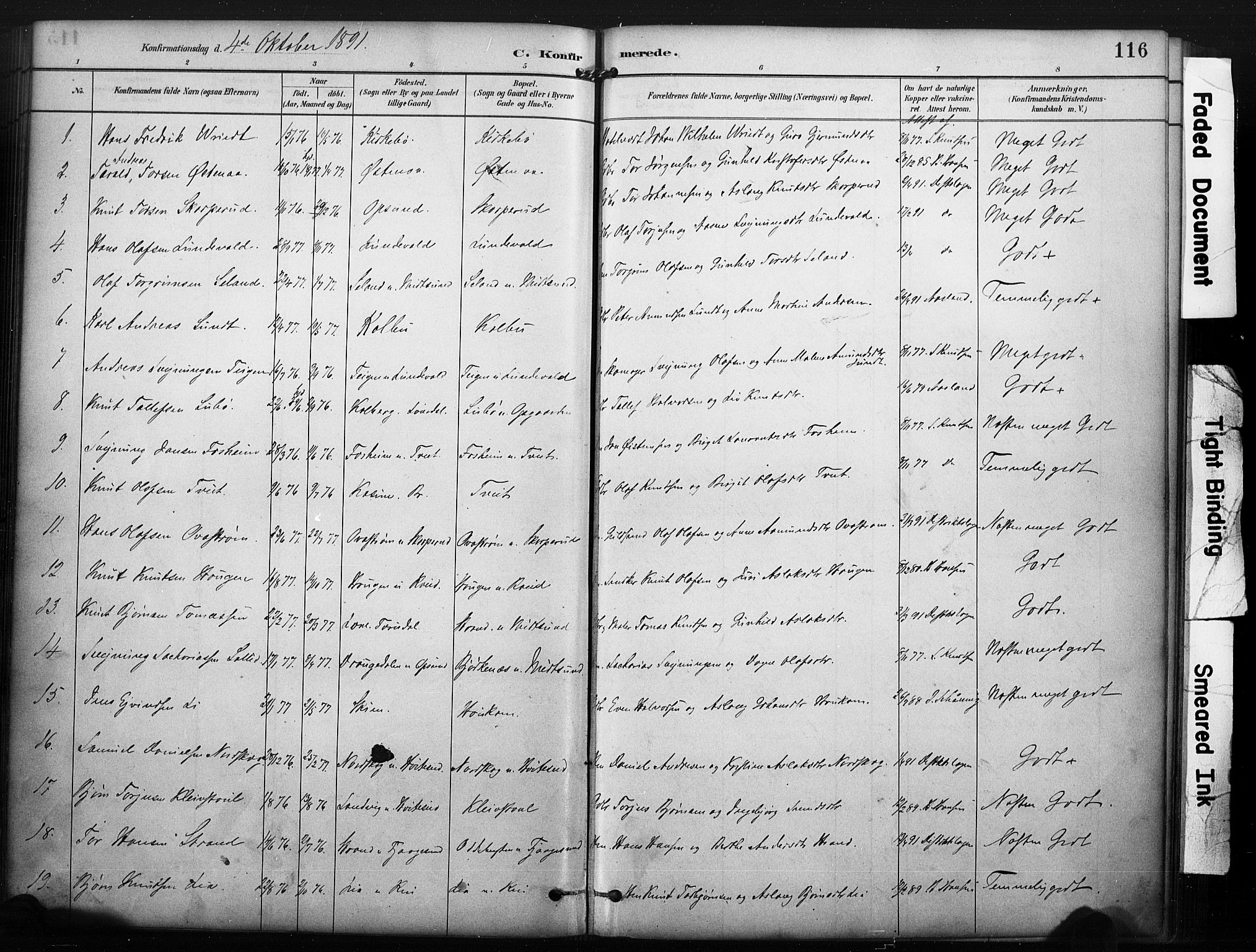 Kviteseid kirkebøker, AV/SAKO-A-276/F/Fa/L0008: Parish register (official) no. I 8, 1882-1903, p. 116