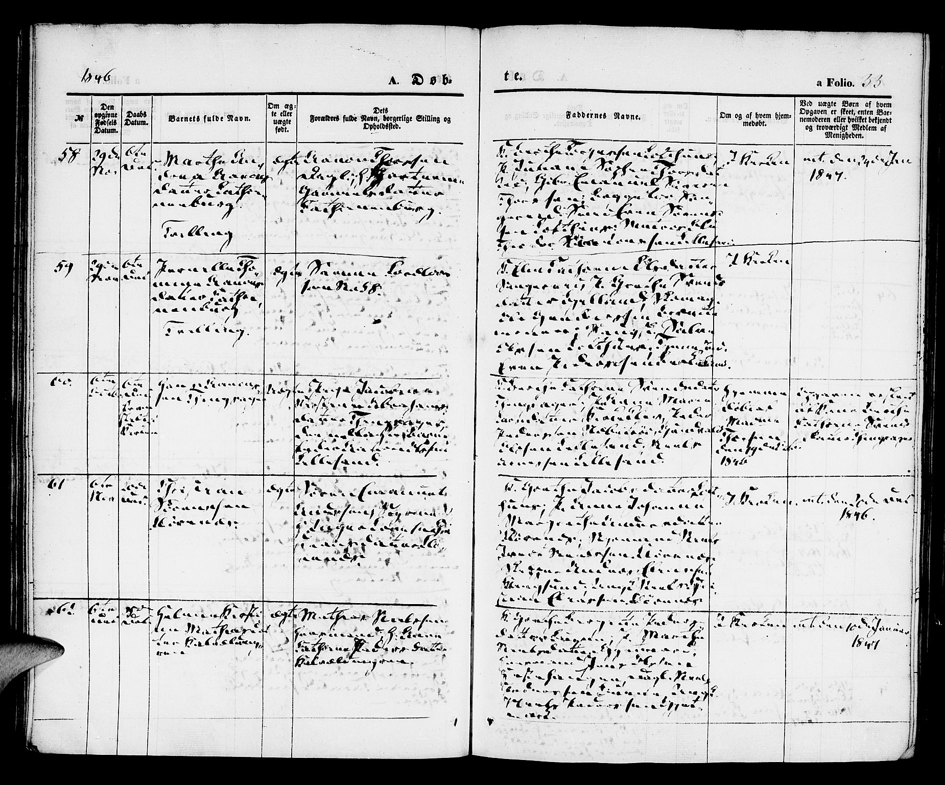 Vestre Moland sokneprestkontor, AV/SAK-1111-0046/F/Fa/Fab/L0005: Parish register (official) no. A 5, 1841-1849, p. 33