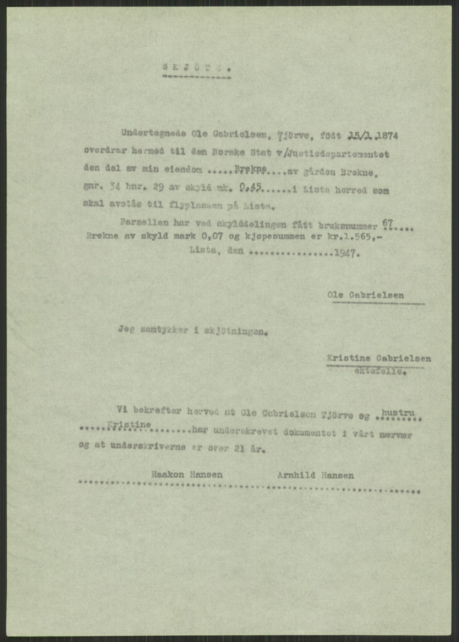 Forsvarsdepartementet, 10. kontor / Oppgjørskontoret, AV/RA-RAFA-1225/D/Db/L0182: Lista oppgjørskontor, 1942-1950, p. 99