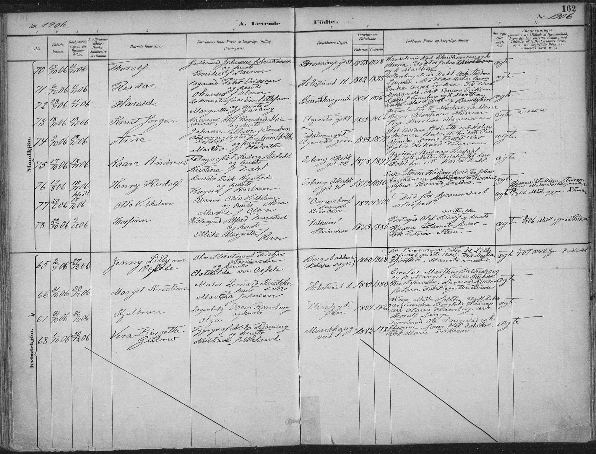 Ministerialprotokoller, klokkerbøker og fødselsregistre - Sør-Trøndelag, SAT/A-1456/601/L0062: Parish register (official) no. 601A30, 1891-1911, p. 162