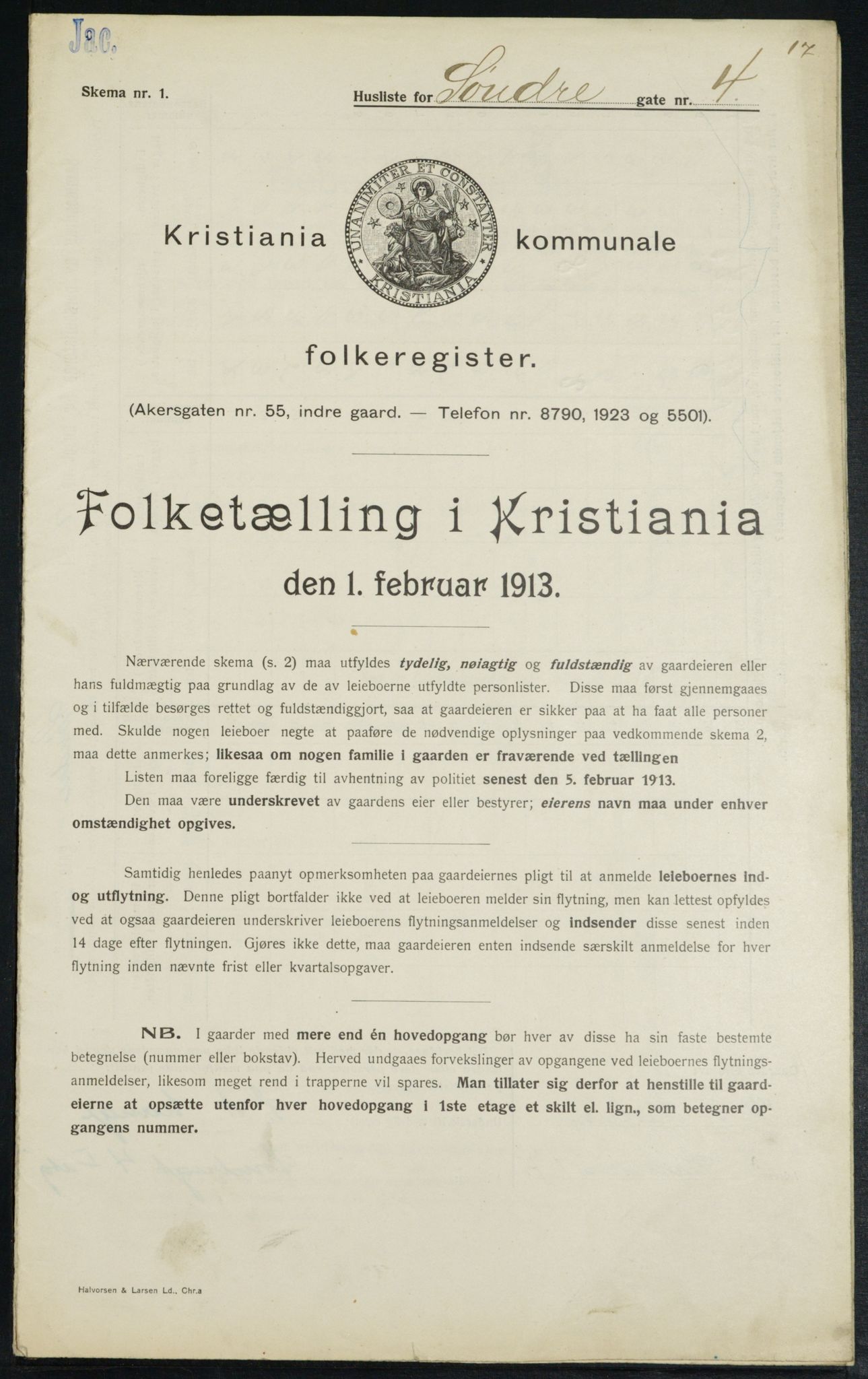 OBA, Municipal Census 1913 for Kristiania, 1913, p. 106385