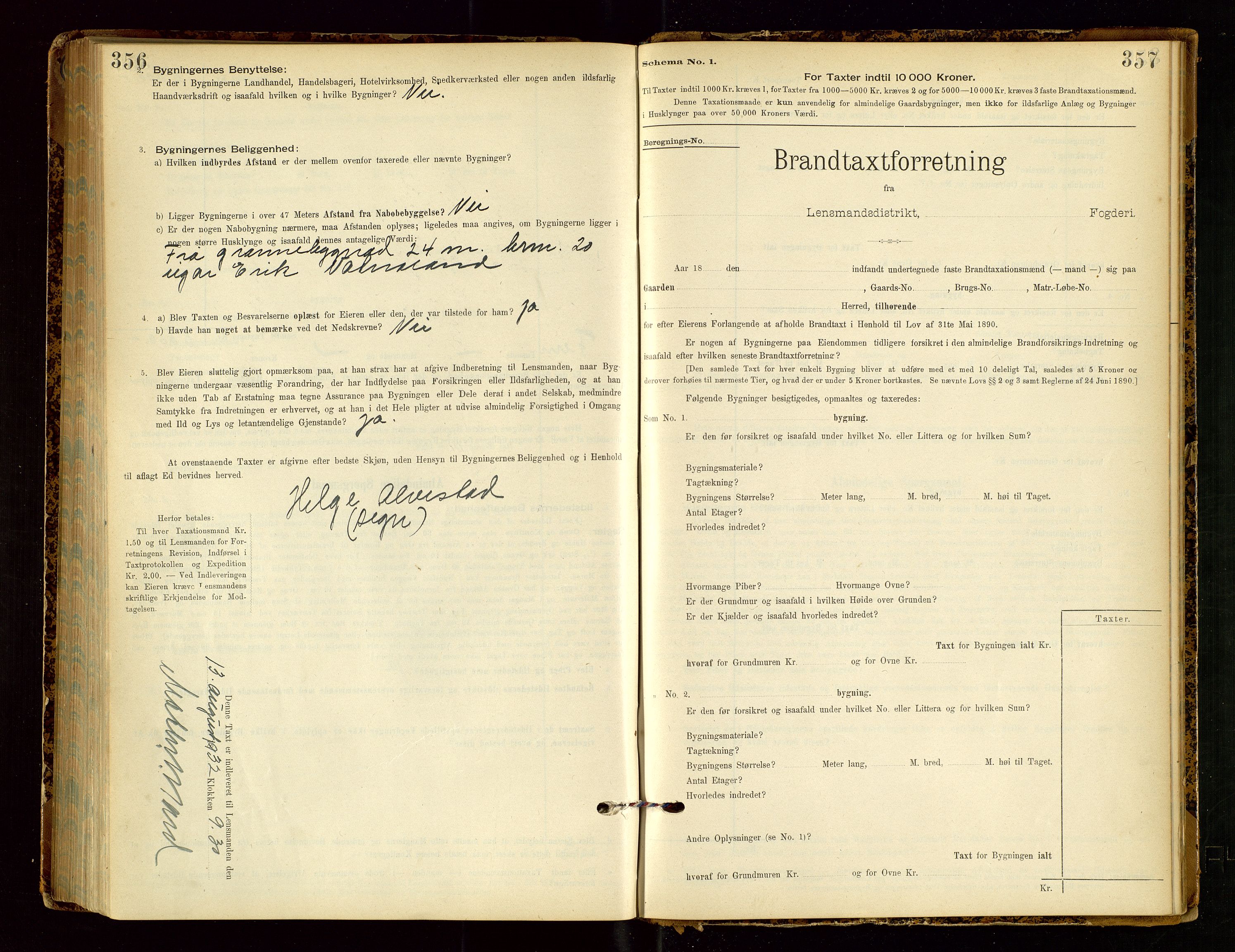 Tysvær lensmannskontor, AV/SAST-A-100192/Gob/L0002: "Brandtakstprotokol for Lensmanden i Tysvær", 1901-1932, p. 356-357