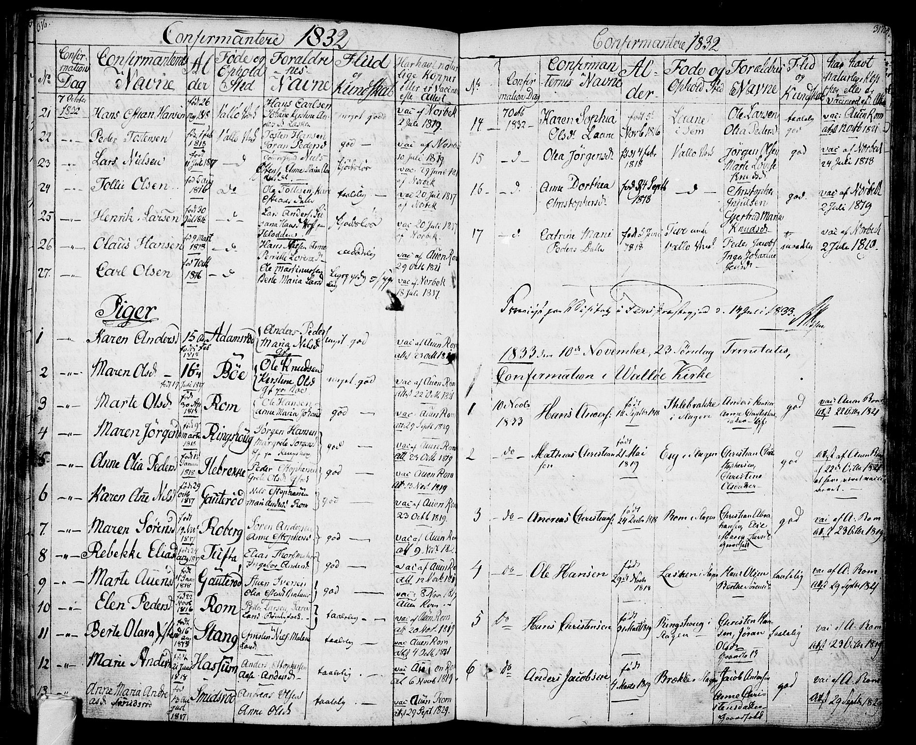 Sem kirkebøker, SAKO/A-5/F/Fa/L0005: Parish register (official) no. I 5, 1825-1842, p. 316-317
