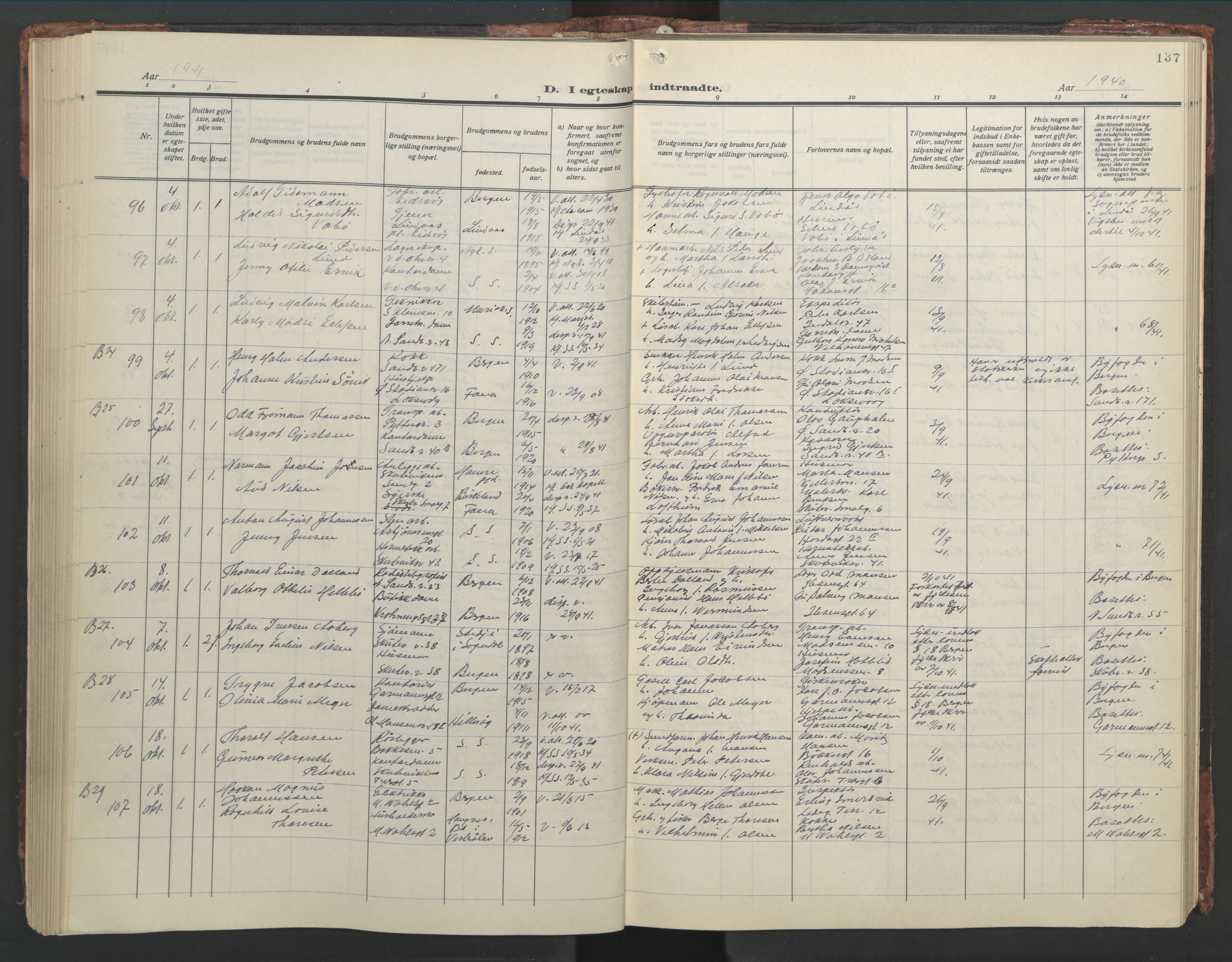 Sandviken Sokneprestembete, SAB/A-77601/H/Hb/L0015: Parish register (copy) no. D 2, 1929-1953, p. 136b-137a