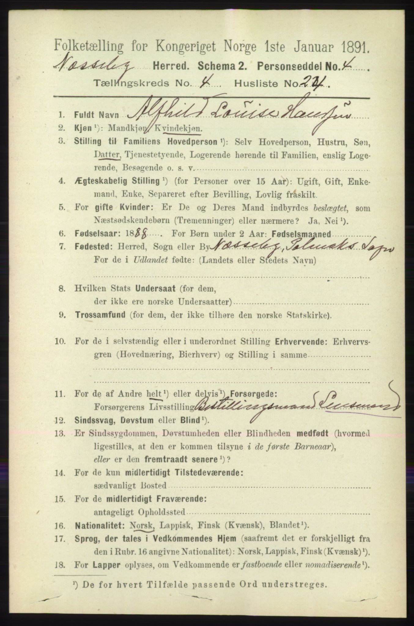 RA, 1891 census for 2027 Nesseby, 1891, p. 1391