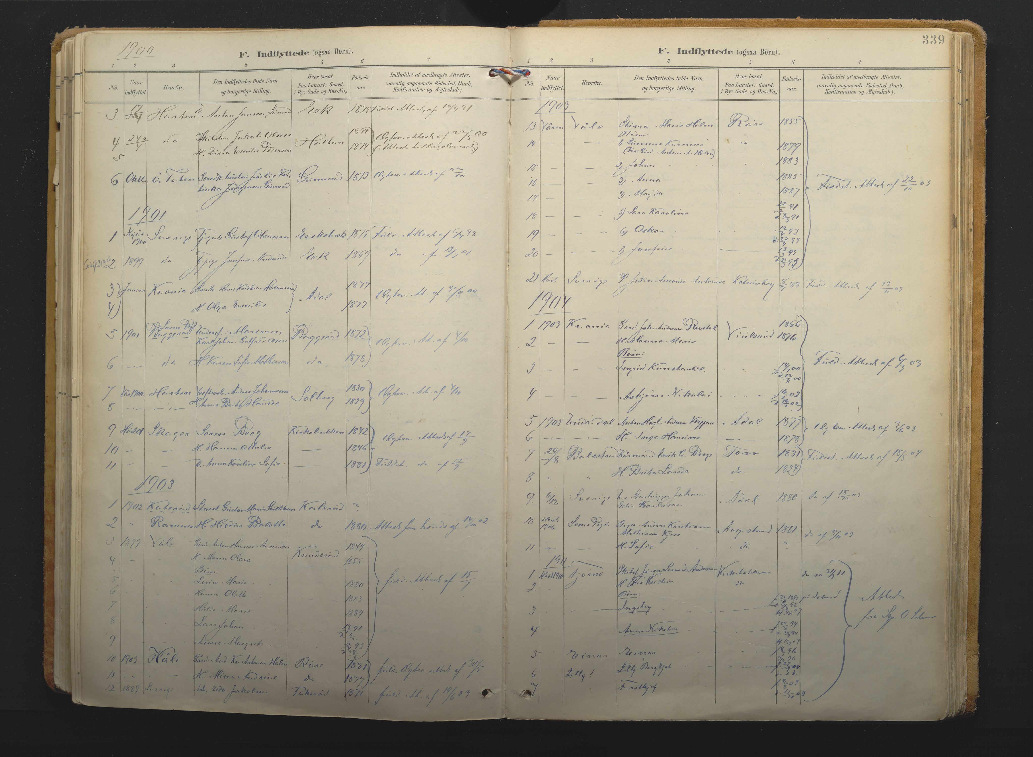 Borre kirkebøker, AV/SAKO-A-338/F/Fa/L0011: Parish register (official) no. I 11, 1897-1921, p. 339