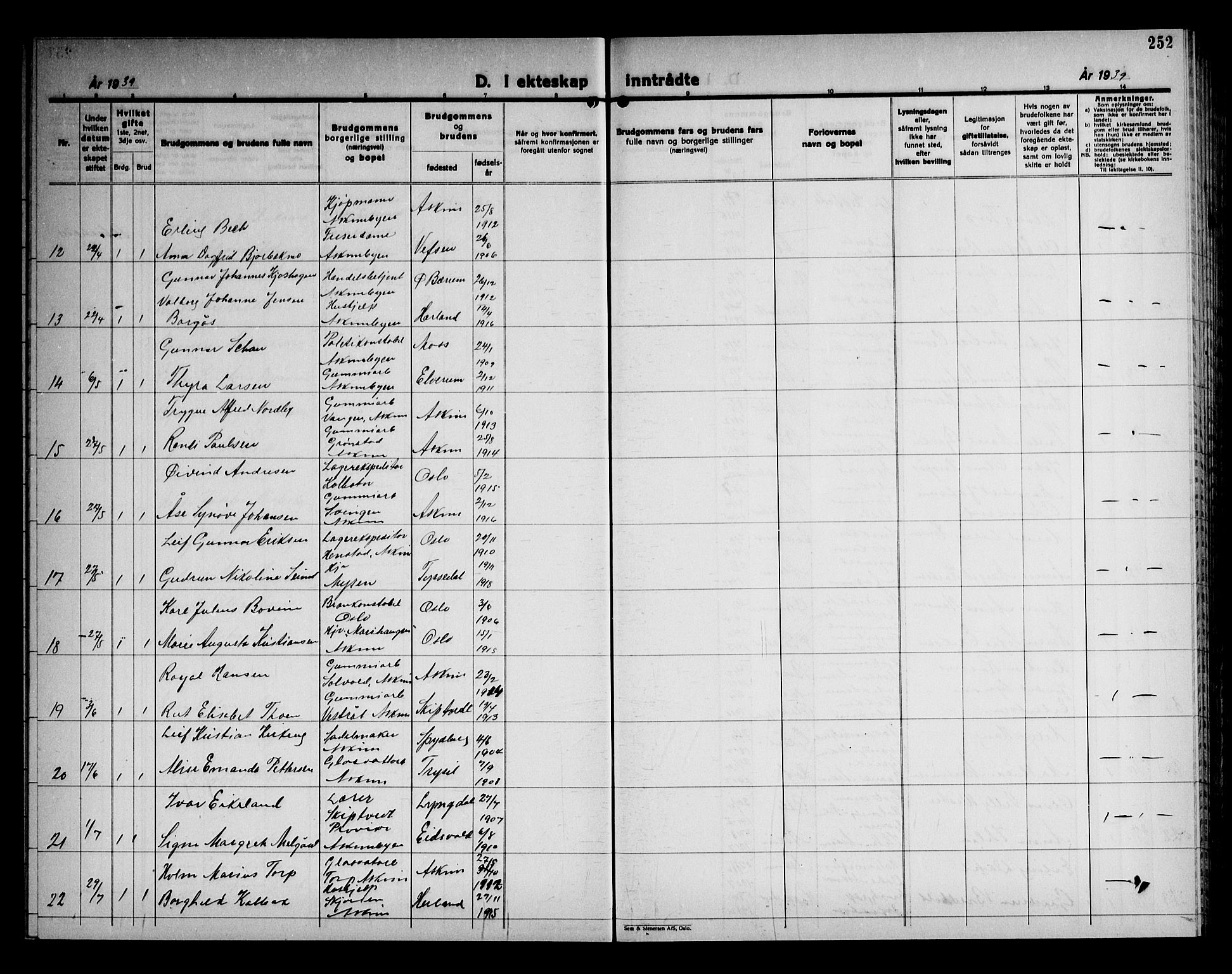 Askim prestekontor Kirkebøker, AV/SAO-A-10900/G/Ga/L0004: Parish register (copy) no. 4, 1938-1947, p. 252