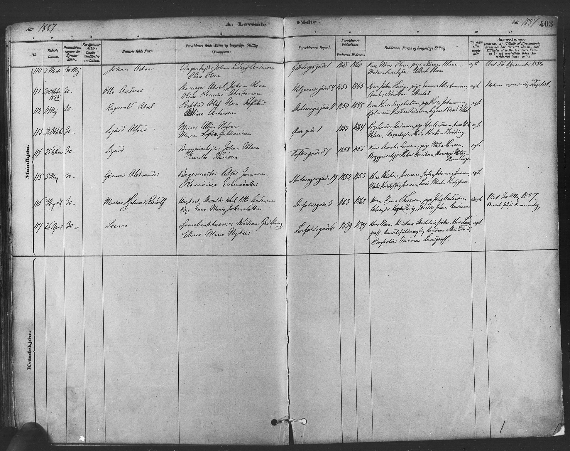 Paulus prestekontor Kirkebøker, AV/SAO-A-10871/F/Fa/L0003: Parish register (official) no. 3, 1879-1887, p. 403