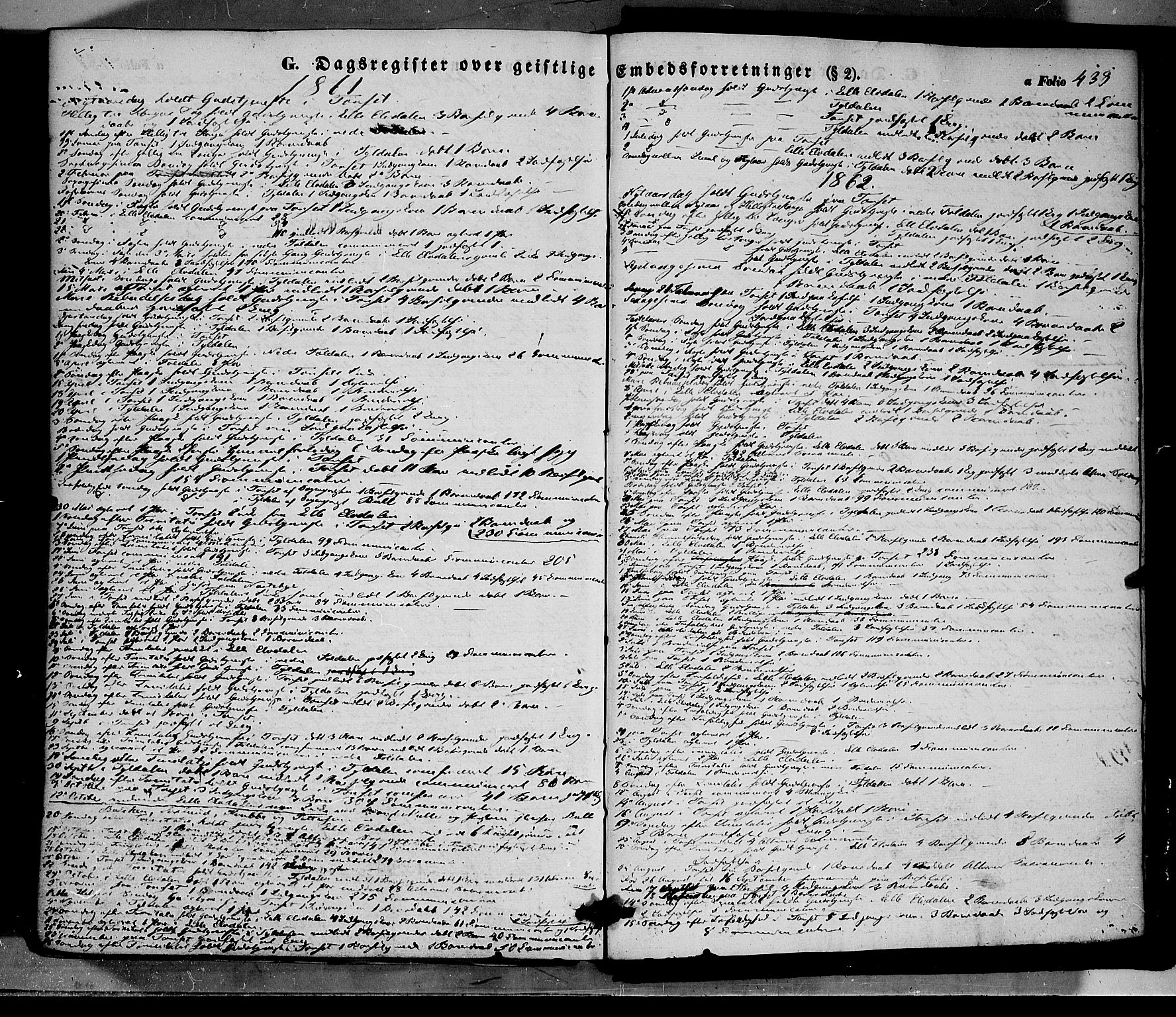 Tynset prestekontor, SAH/PREST-058/H/Ha/Haa/L0020: Parish register (official) no. 20, 1848-1862, p. 438